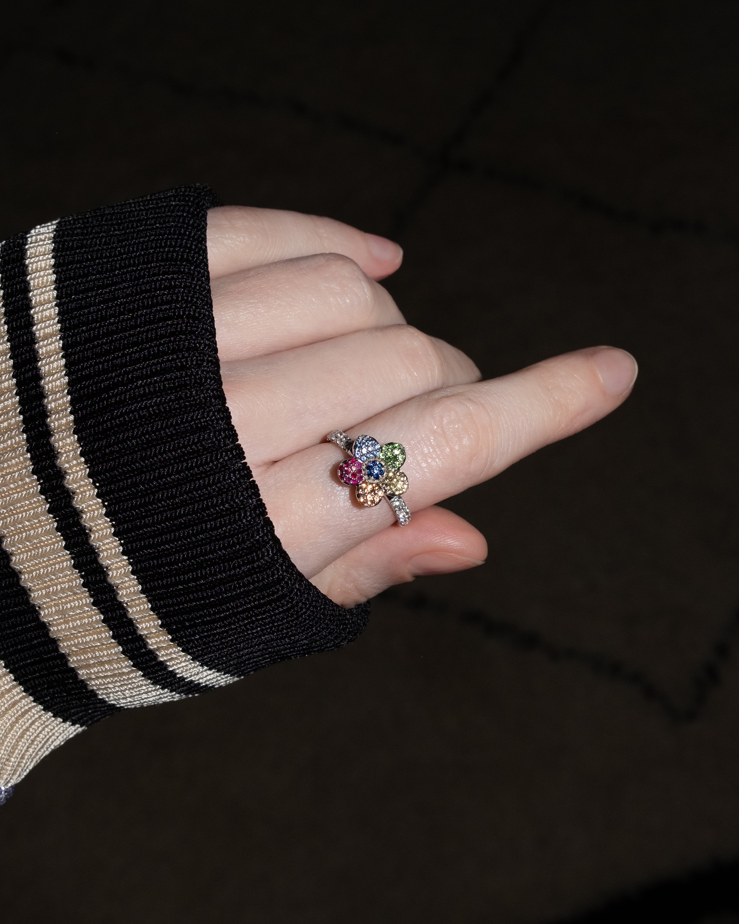 FLOWER POWERS™ Diamond + Sapphire Stacking Ring