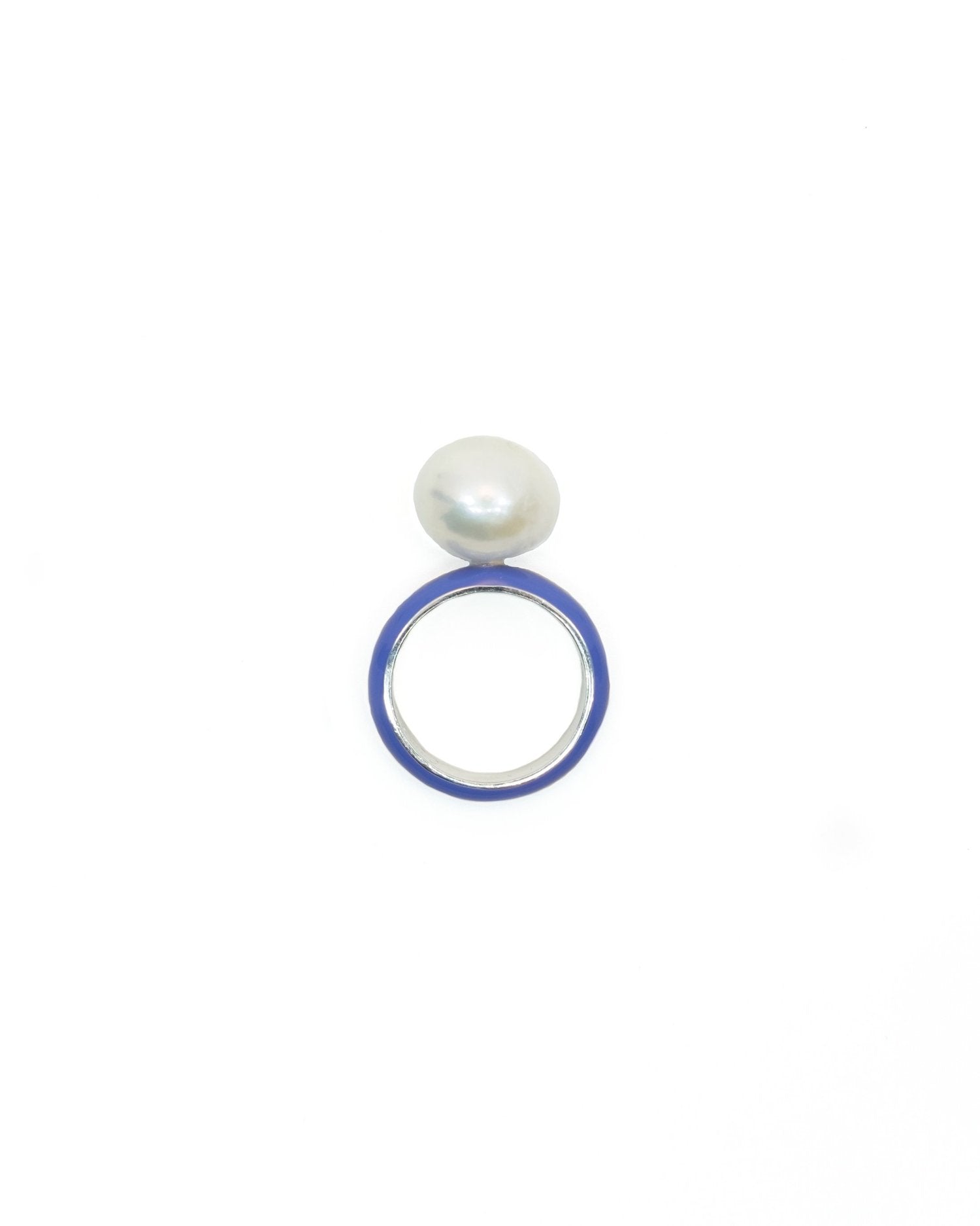 Enamel Baroque Pearl Ring in 92.5 Sterling Silver
