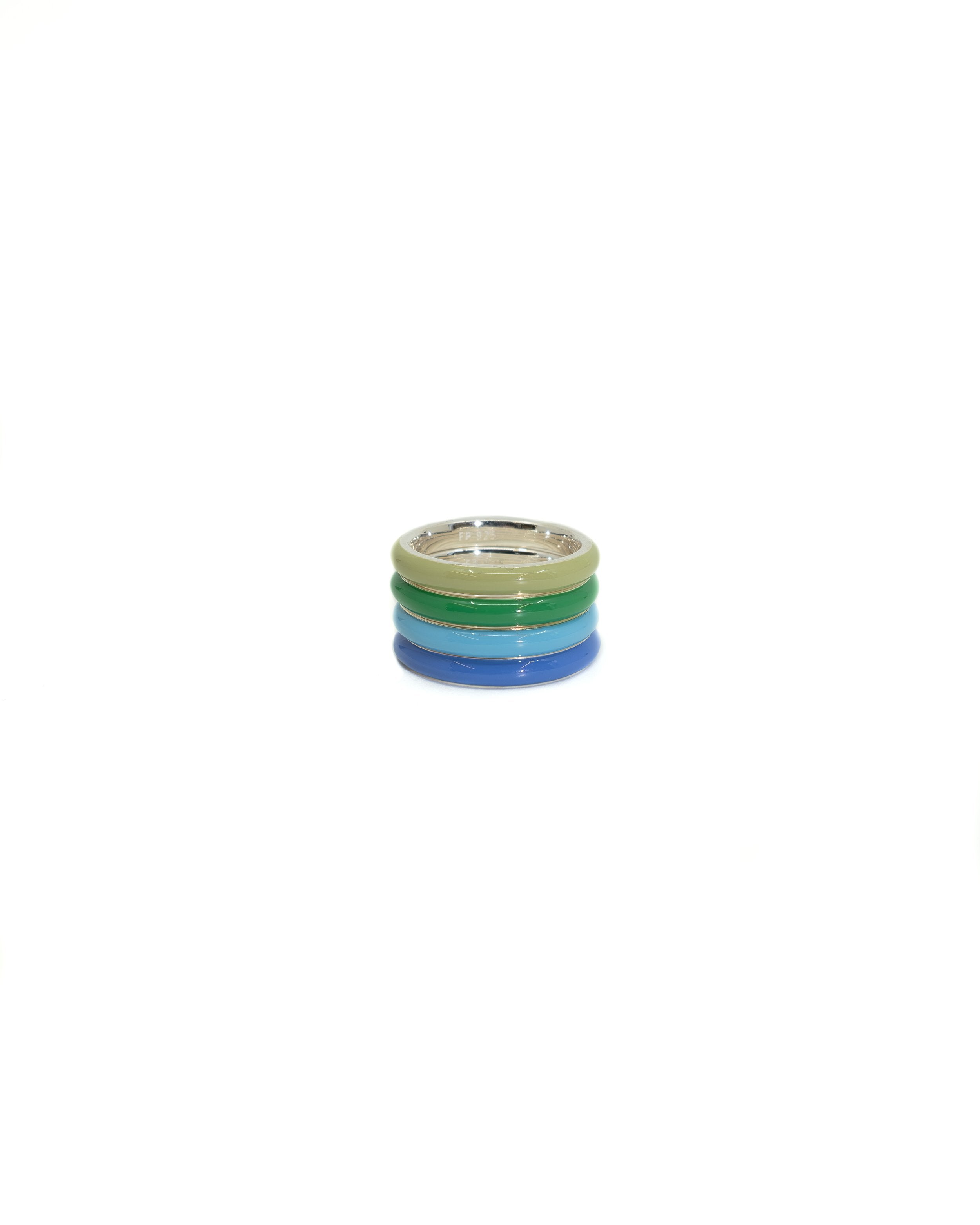 The Cool Set, A Set of Four Thin Enamel Stacking Rings