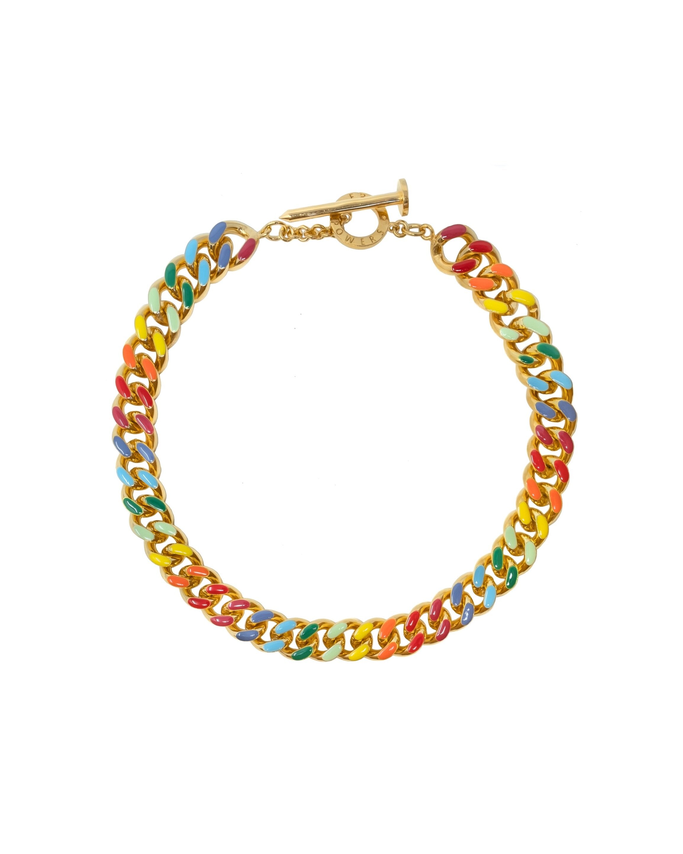 Rainbow Chunky Chain Collar Necklace