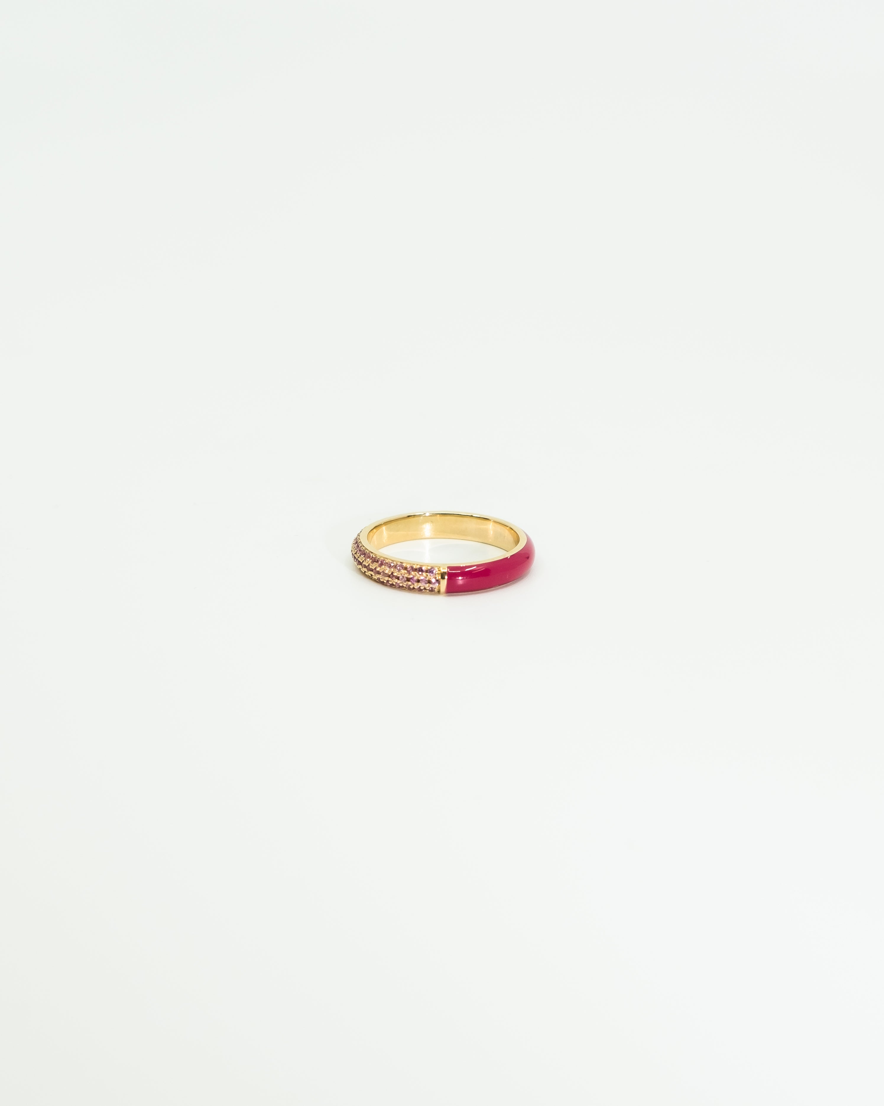 The Split Pave + Enamel Stacking Ring, 14K Gold
