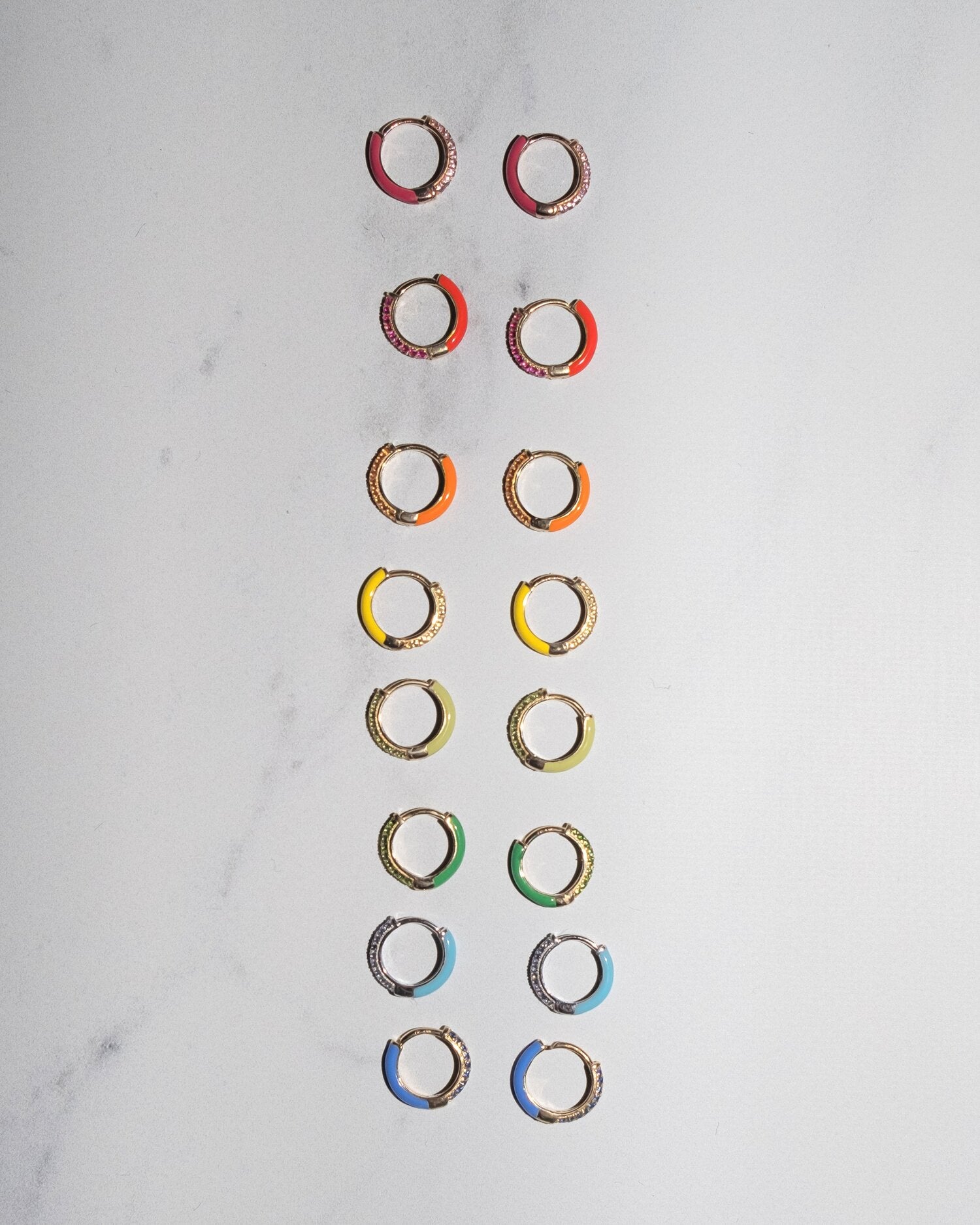Enamel Sparkle Huggies in 14K Gold