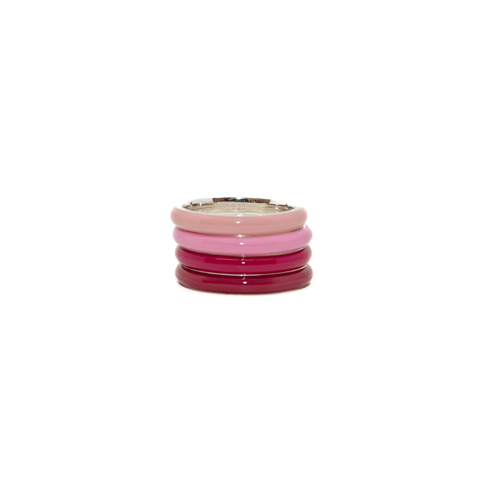The Ombre Set of Four Thin Enamel Stacking Rings