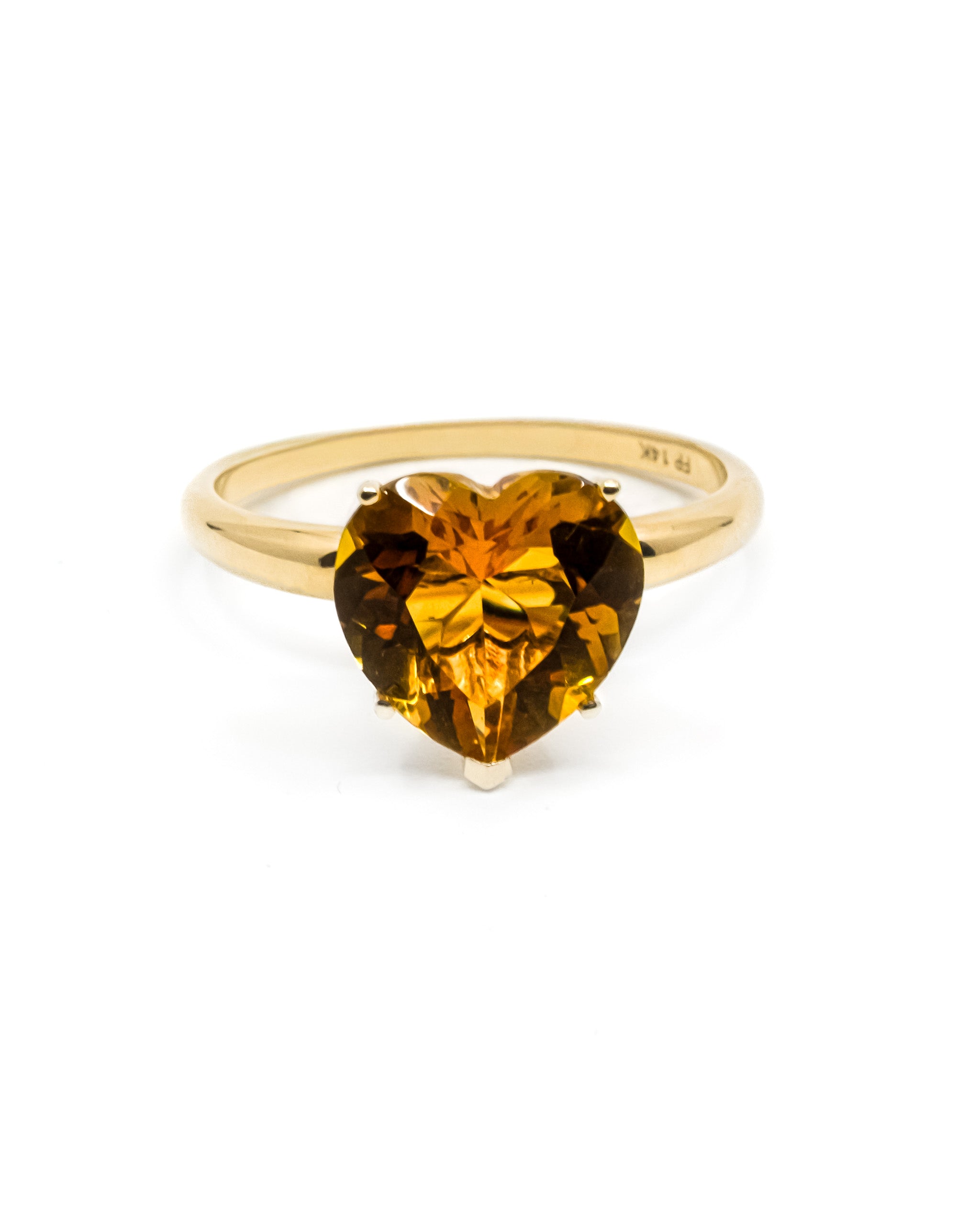 Heart Ring in Golden Orange Citrine