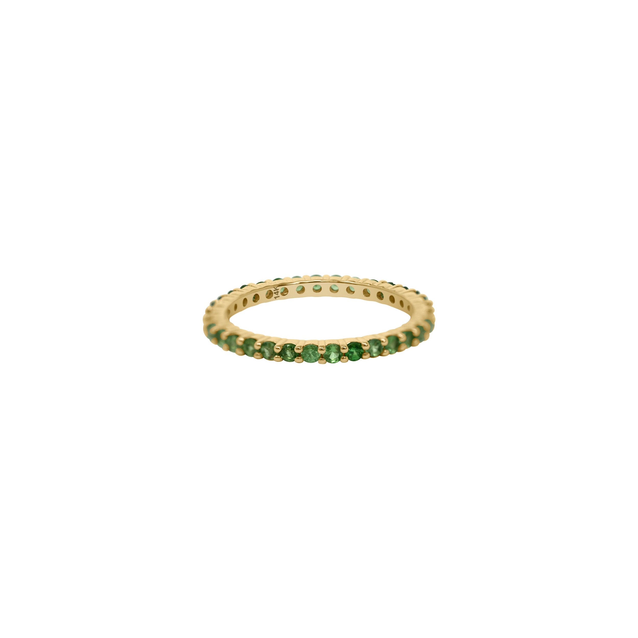 Light Green Tsavorite Stacking Ring in 14K Gold