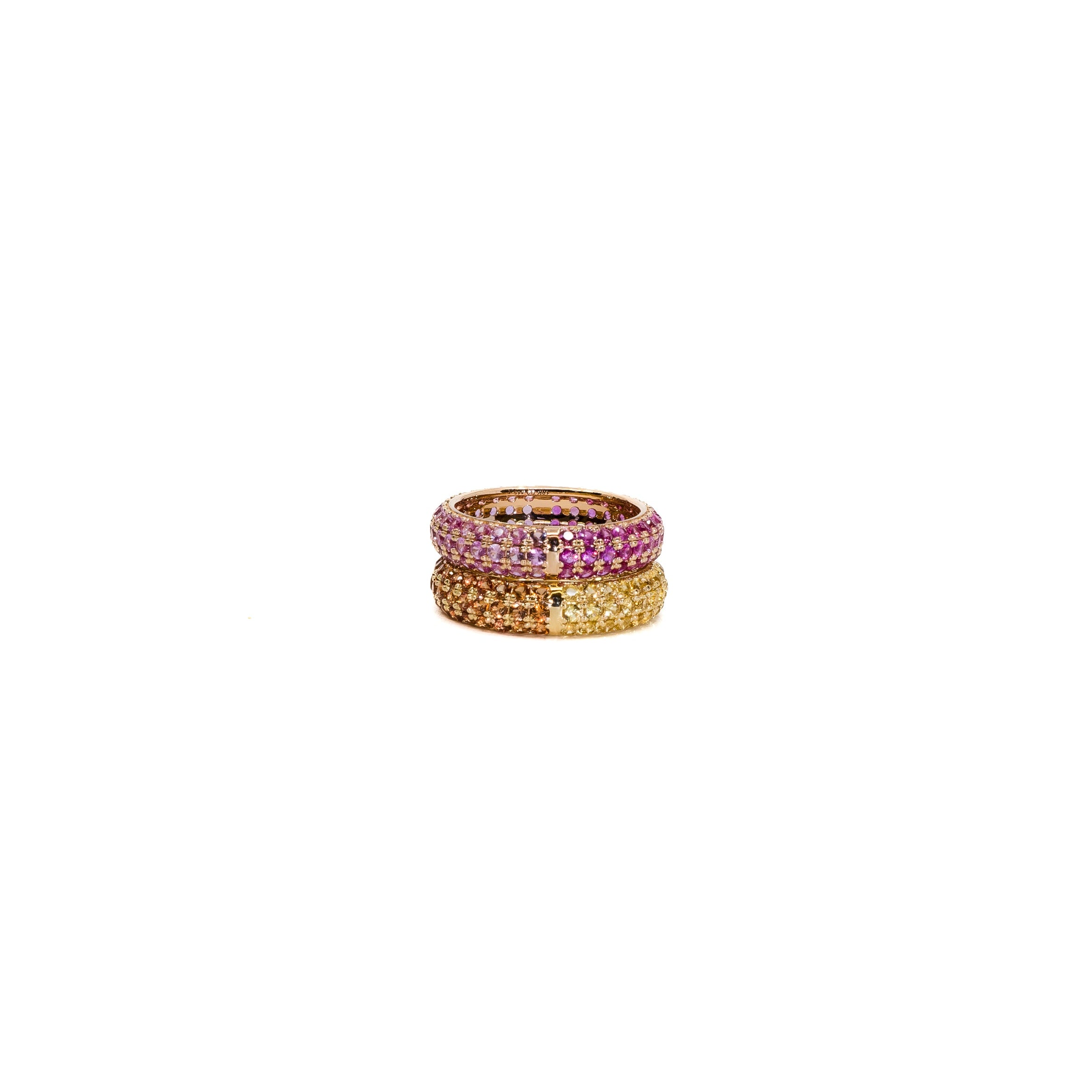 The Split Pave Gemstone Stacking Ring 14k Yellow Gold
