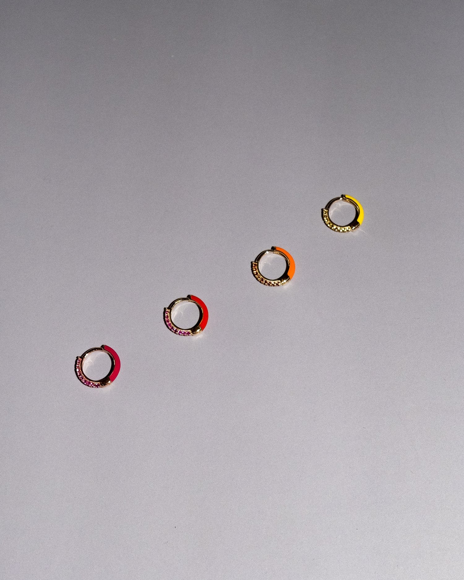 Enamel Sparkle Huggies in 14K Gold