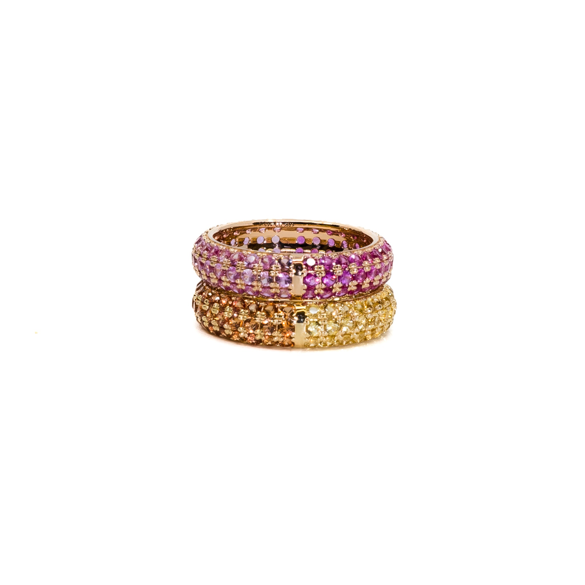 The Split Pave Gemstone Stacking Ring 14k Yellow Gold