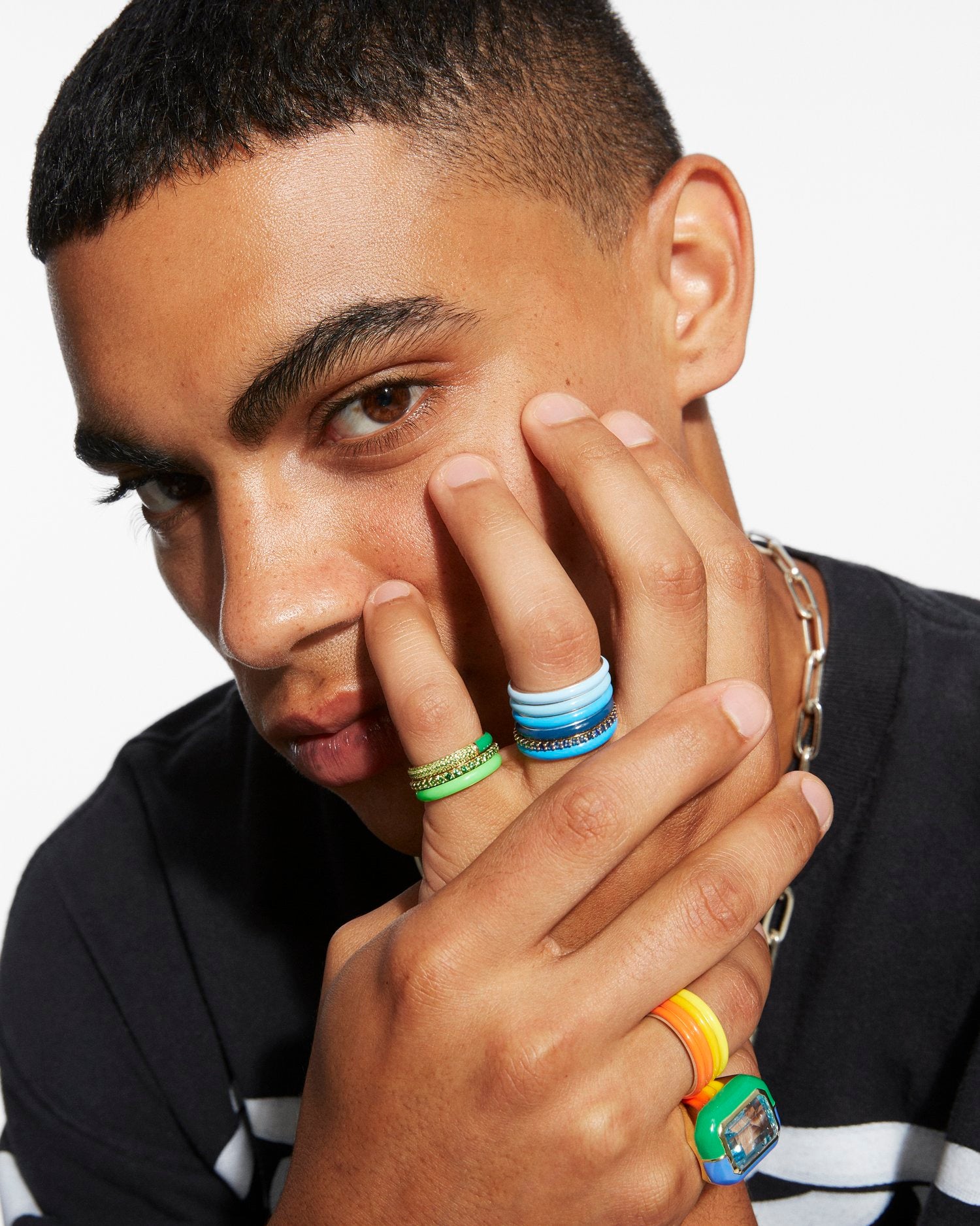 Green Tsavorite Stacking Ring in 14K Gold