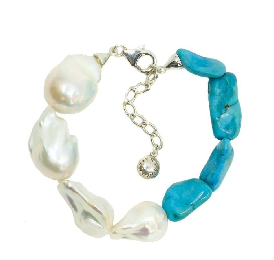 Turquoise and Baroque Pearl Bracelet