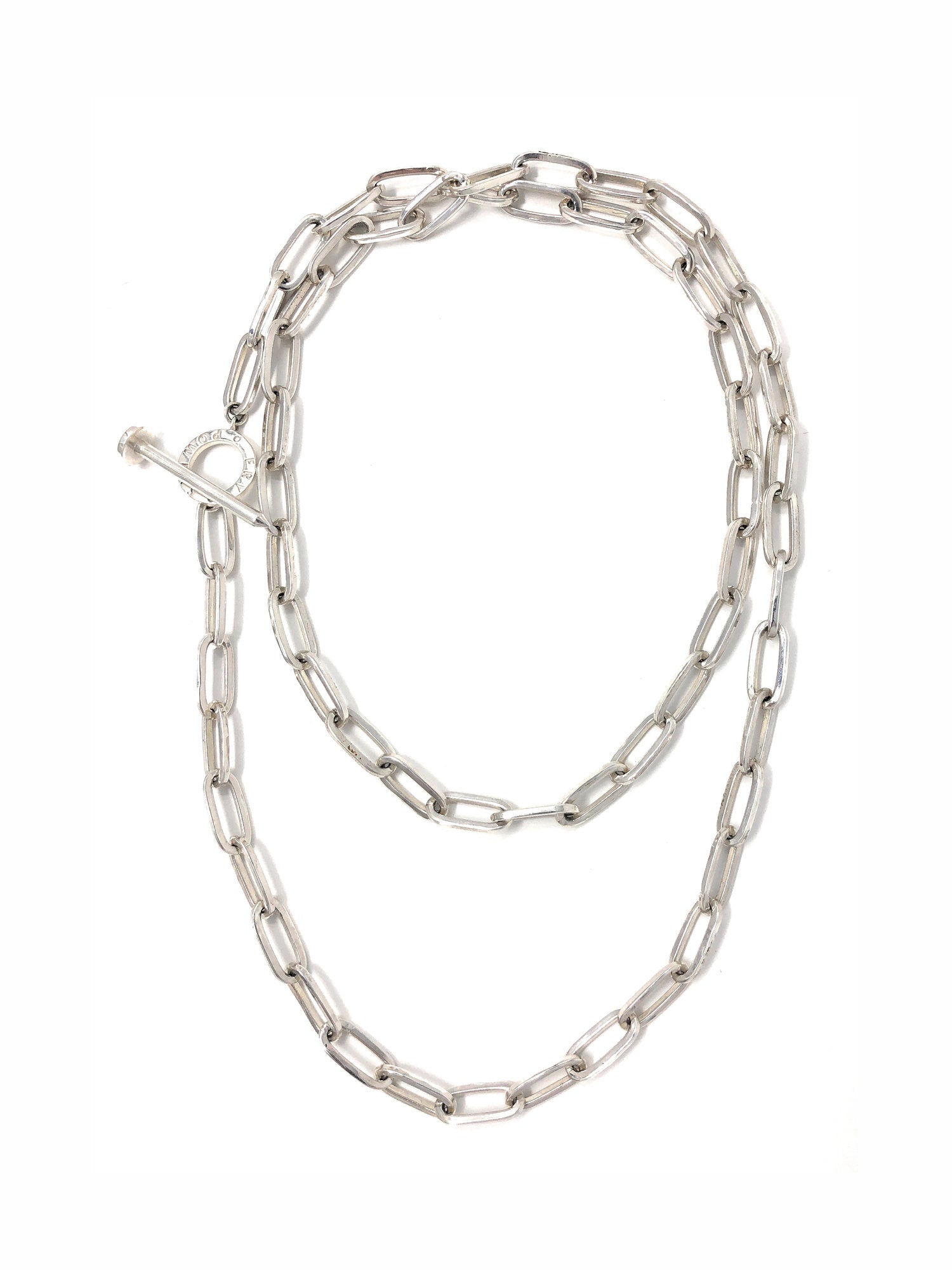 Elongated Chain Link Necklace in 92.5 Sterling Silver