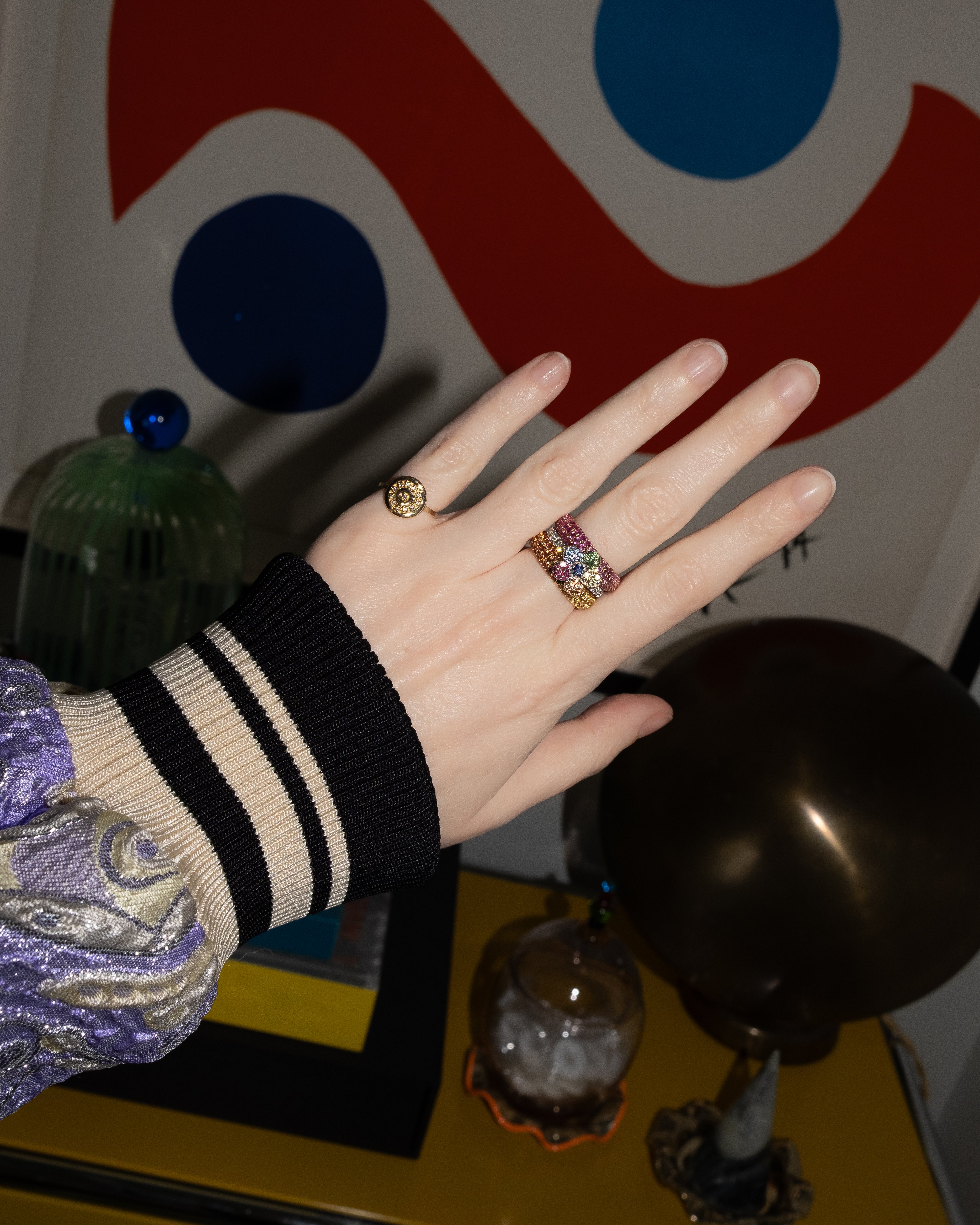 FLOWER POWERS™ Diamond + Sapphire Stacking Ring
