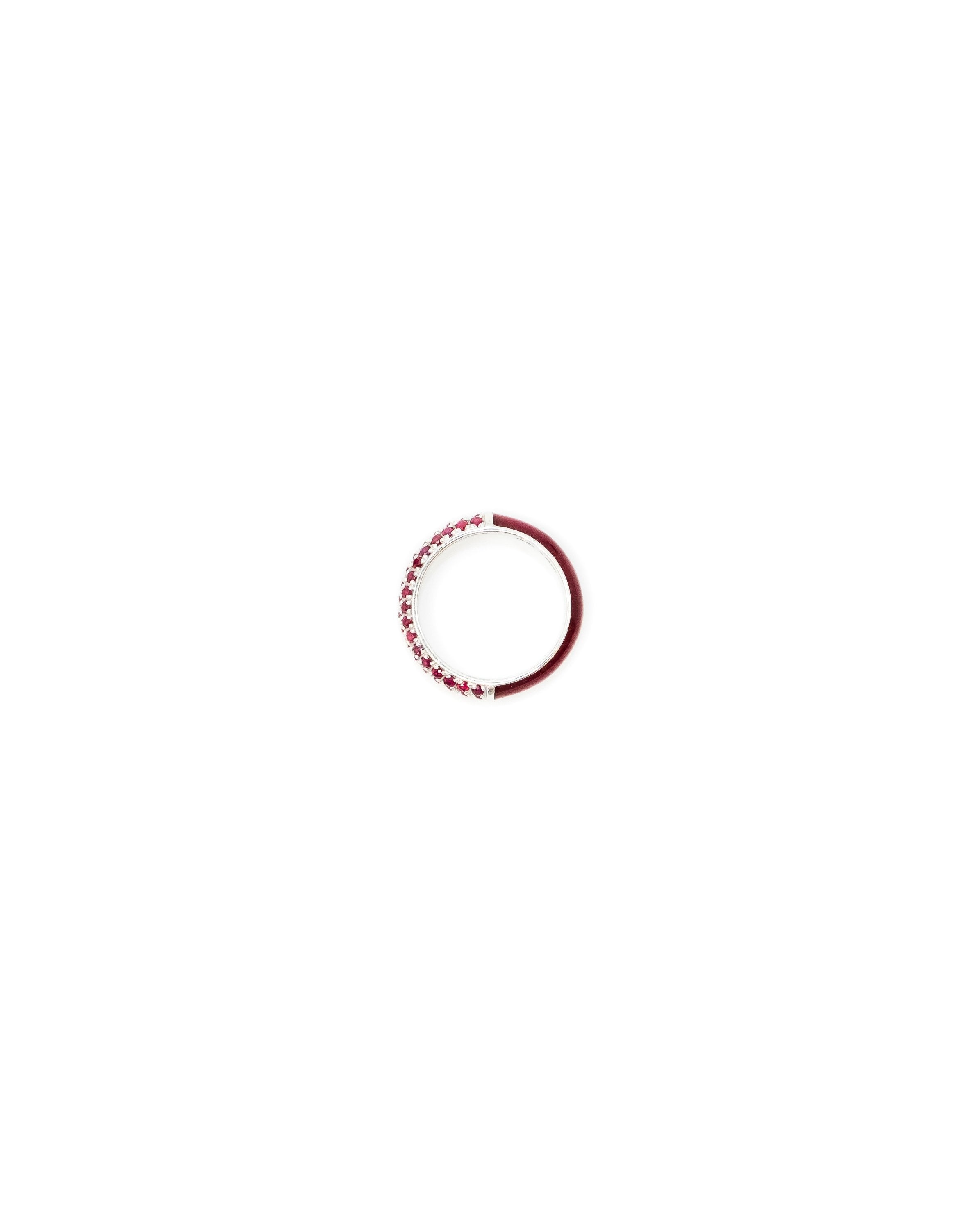 The Wide Split Pavé + Enamel Stacking Ring, 18K Gold