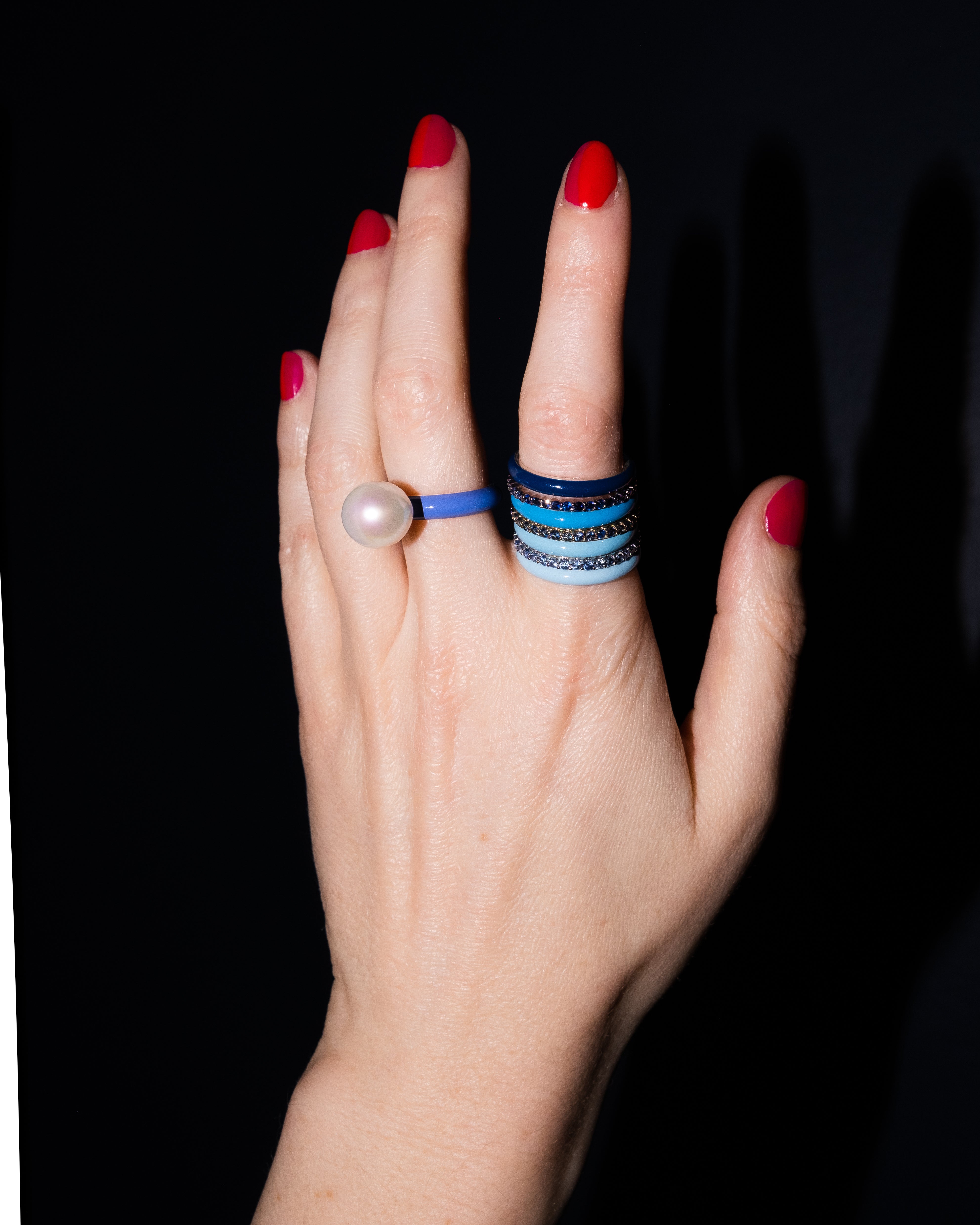 The Ombre Set of Four Thin Enamel Stacking Rings