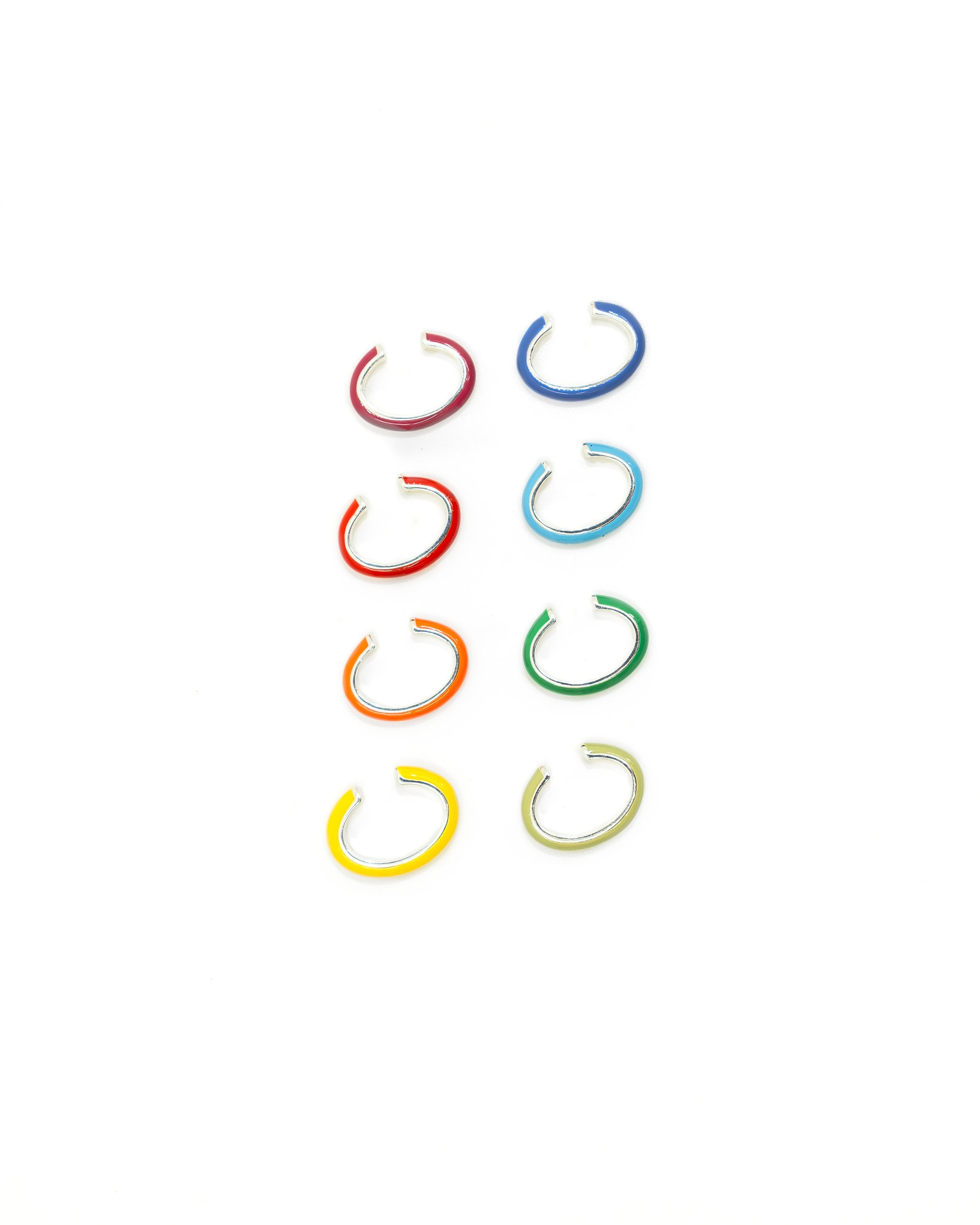 The Complete Set, Enamel Stacking Ear Cuffs in 92.5 Sterling Silver