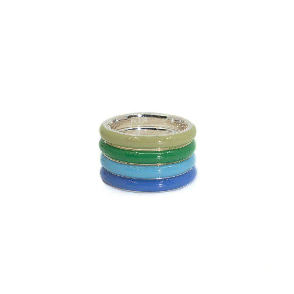 Cool Set Set Four Thin Enamel Stacking Rings