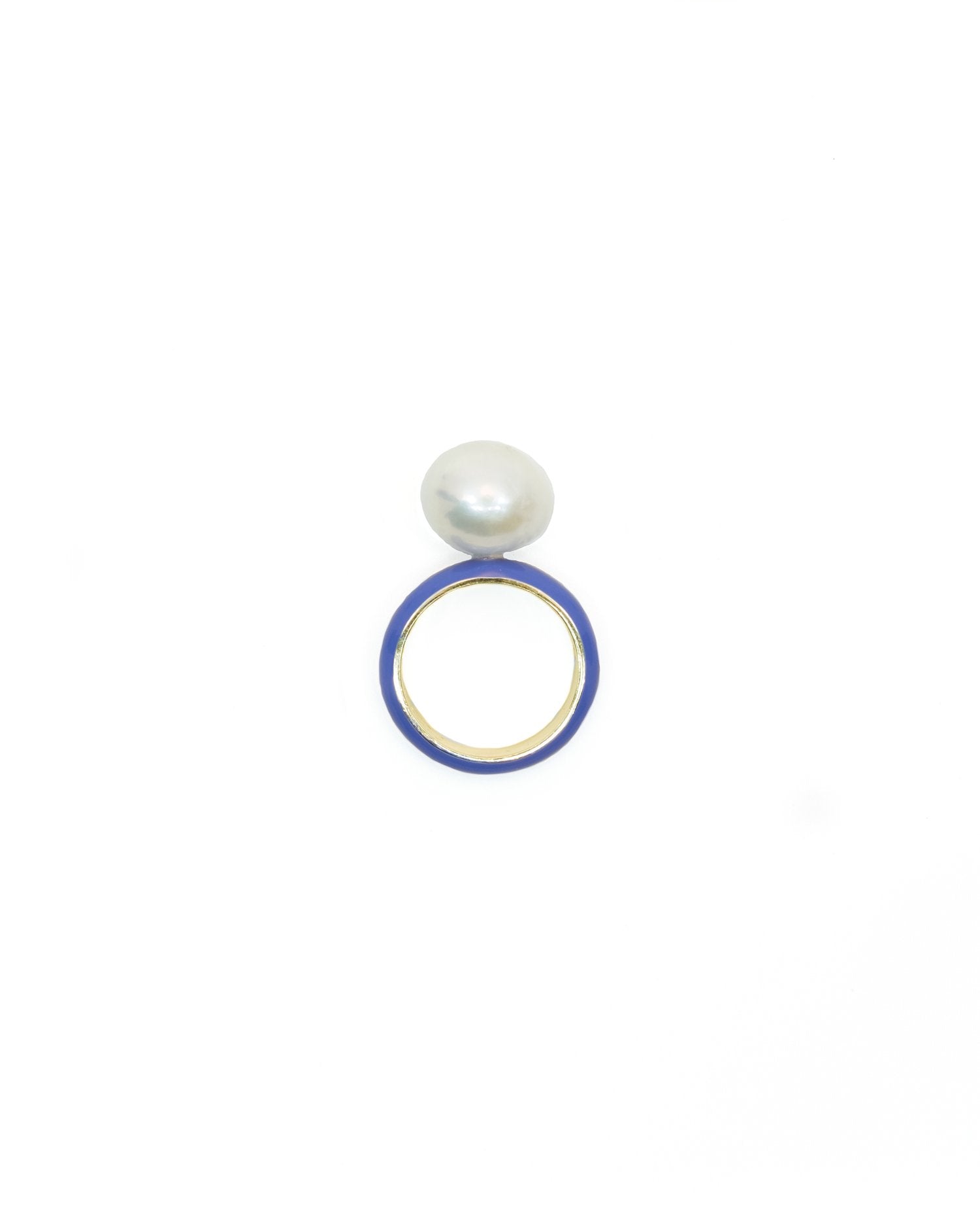 Enamel Baroque Pearl Ring in 14K Gold