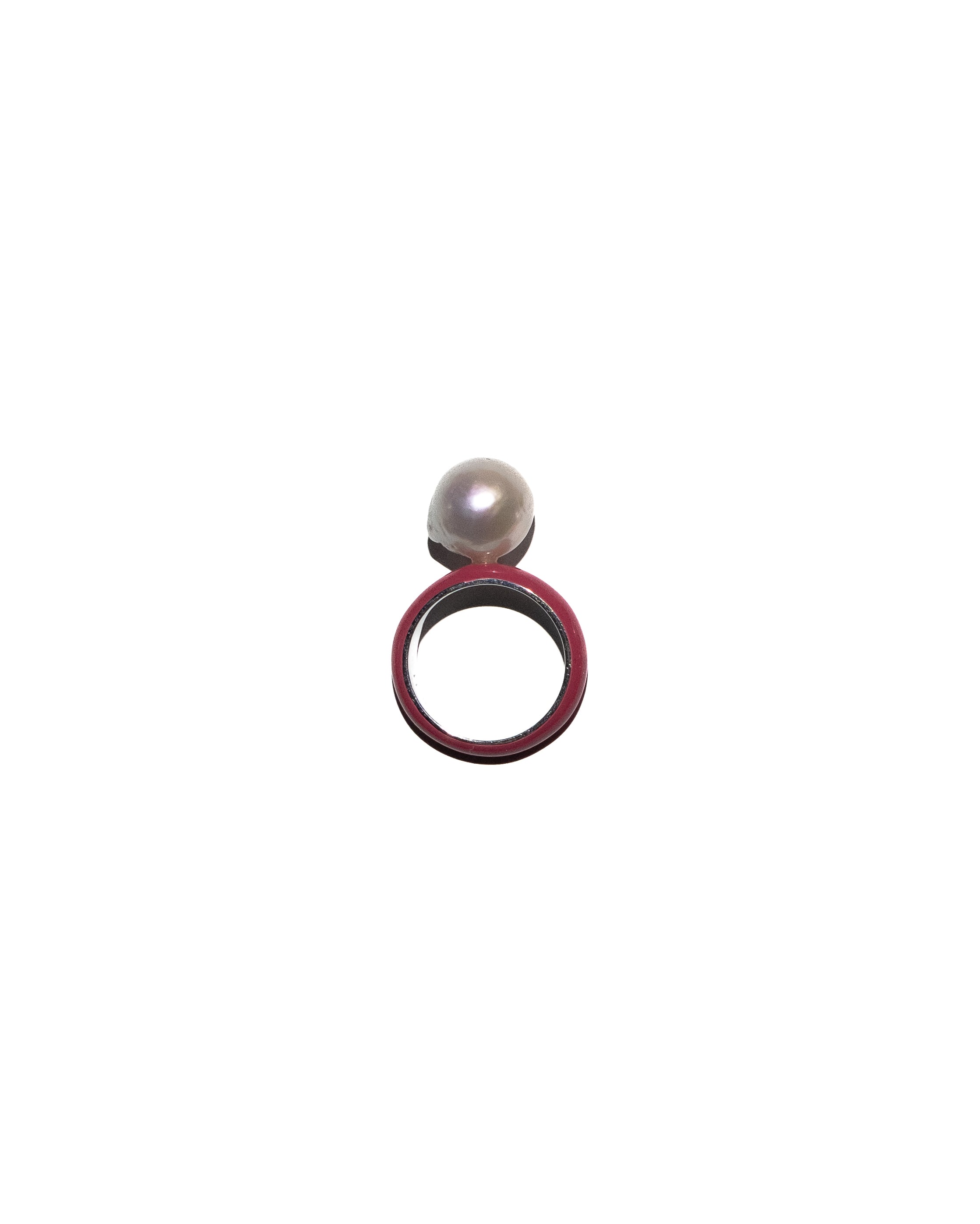 Enamel Baroque Pearl Ring in 92.5 Sterling Silver