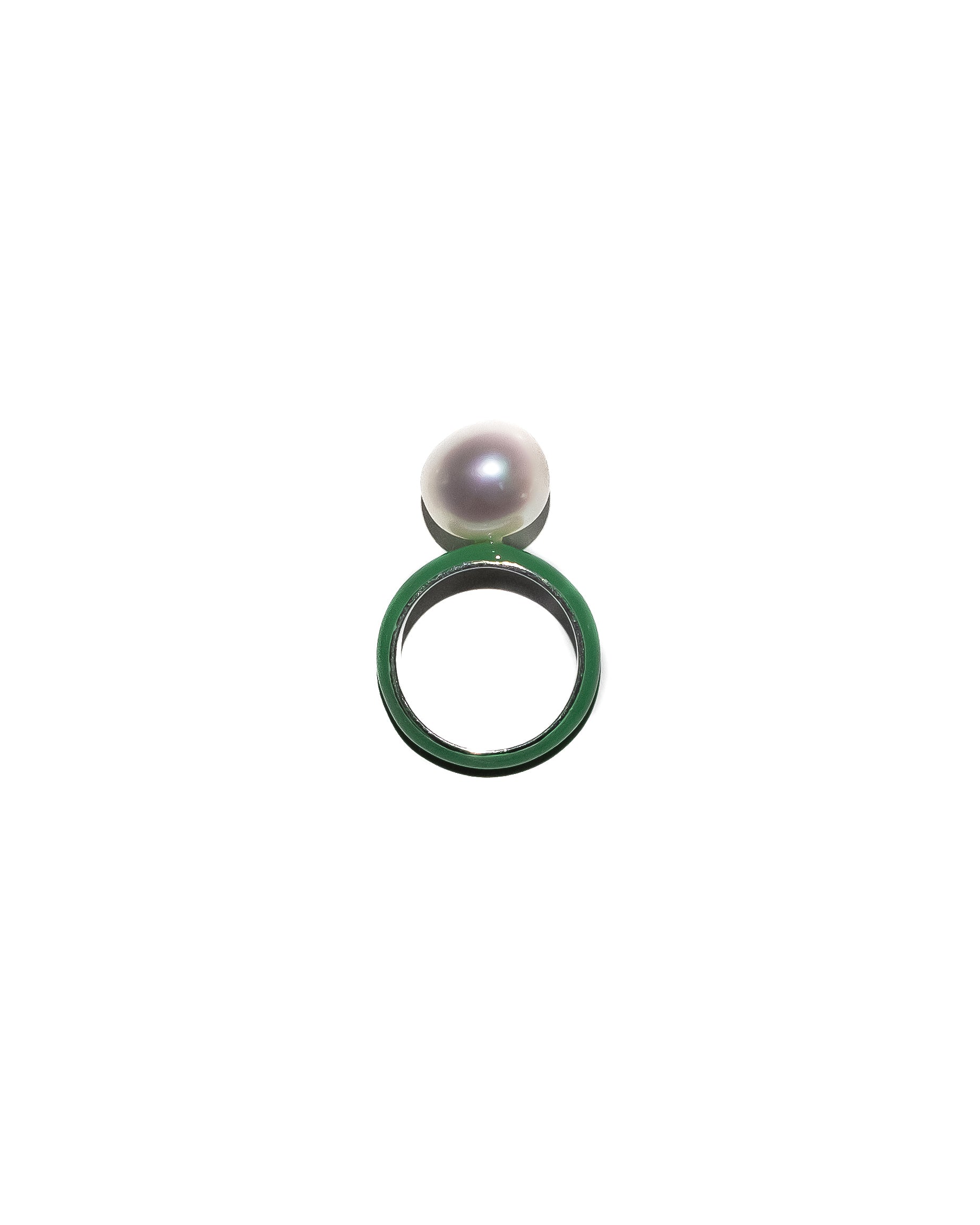Enamel Baroque Pearl Ring in 92.5 Sterling Silver