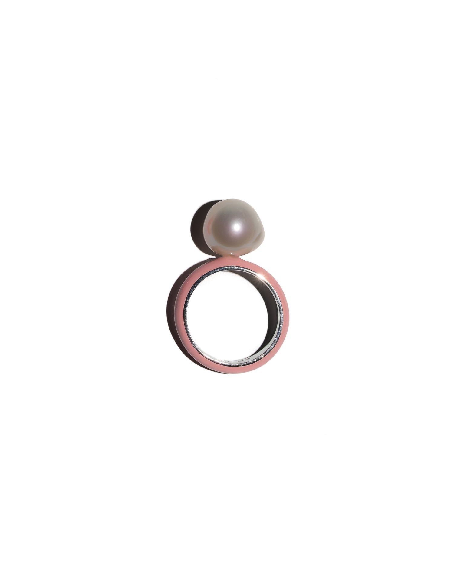 Enamel Baroque Pearl Ring in 92.5 Sterling Silver