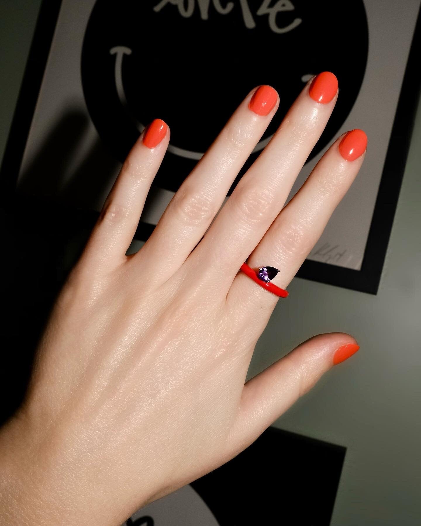 Gem + Enamel Ring in Really Red