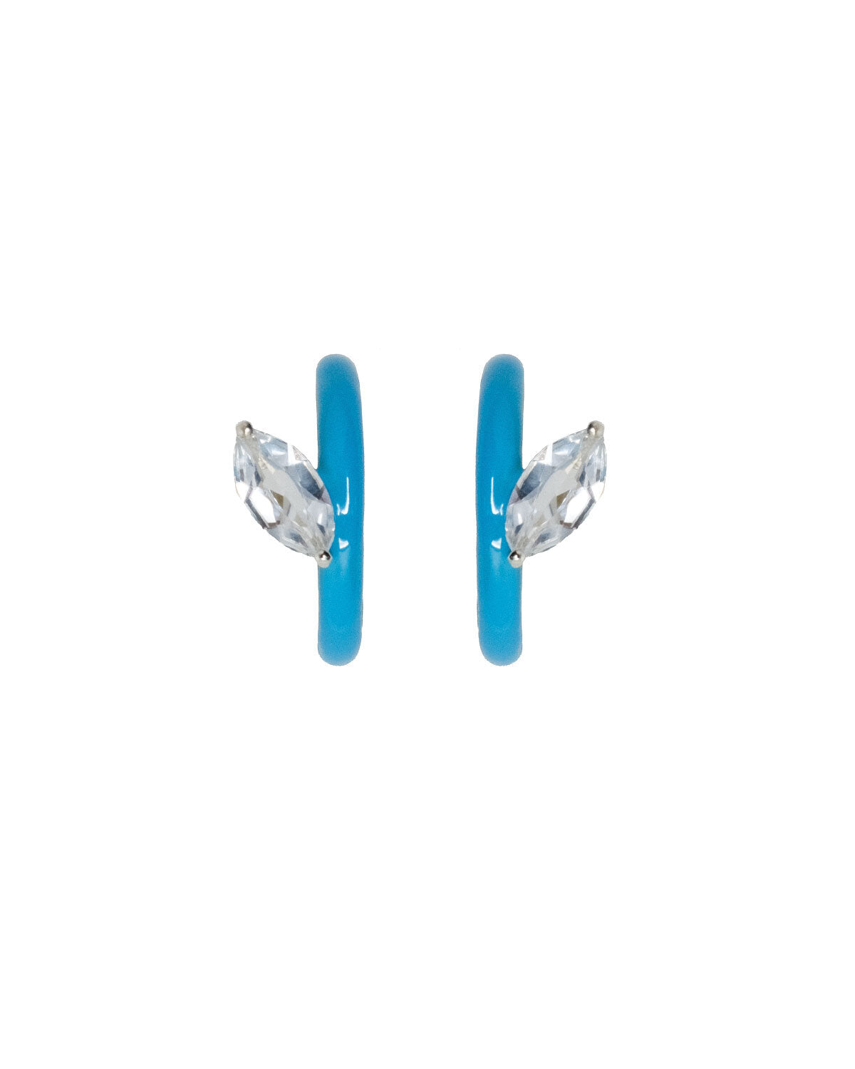 Gem + Enamel Mini Hoop Earrings in Cloudless Sky Blue