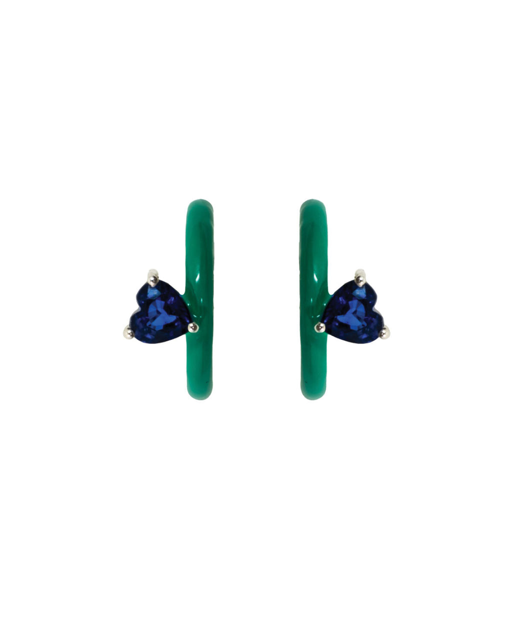 Gem + Enamel Mini Hoop Earrings Grass
