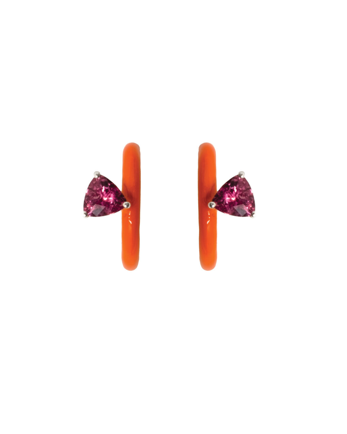 Gem + Enamel Mini Hoop Earrings in Florida Orange