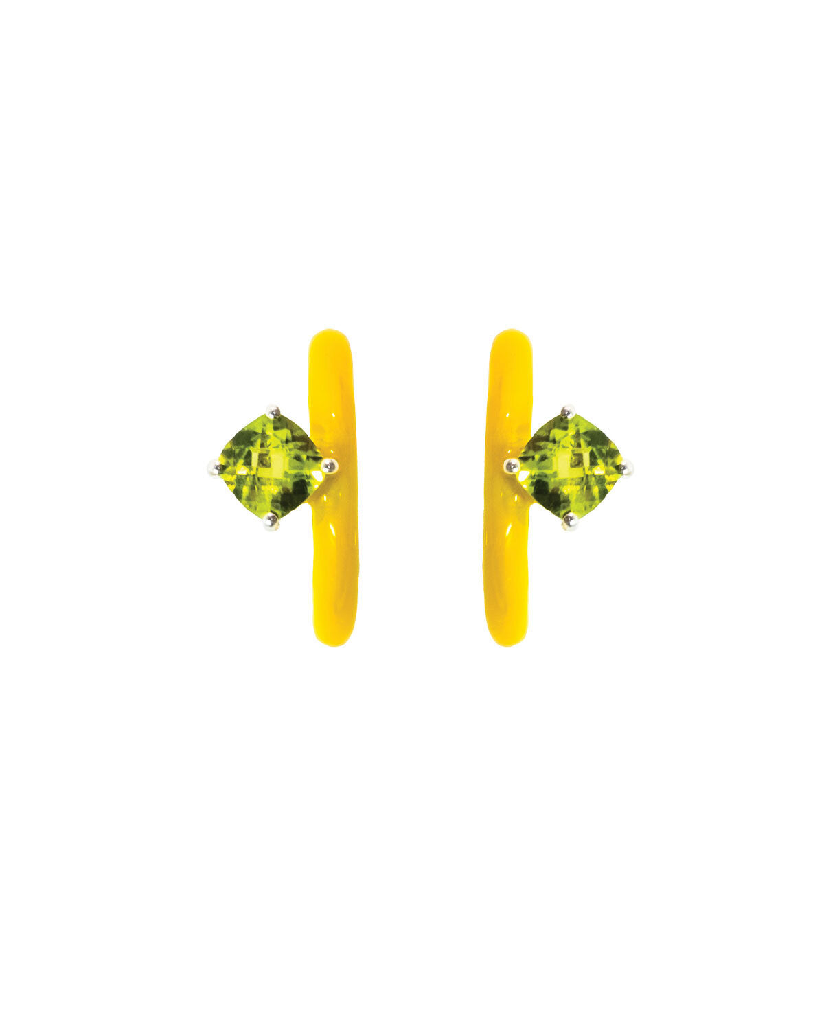 Gem + Enamel Mini Hoop Earrings in Sunshine Yellow