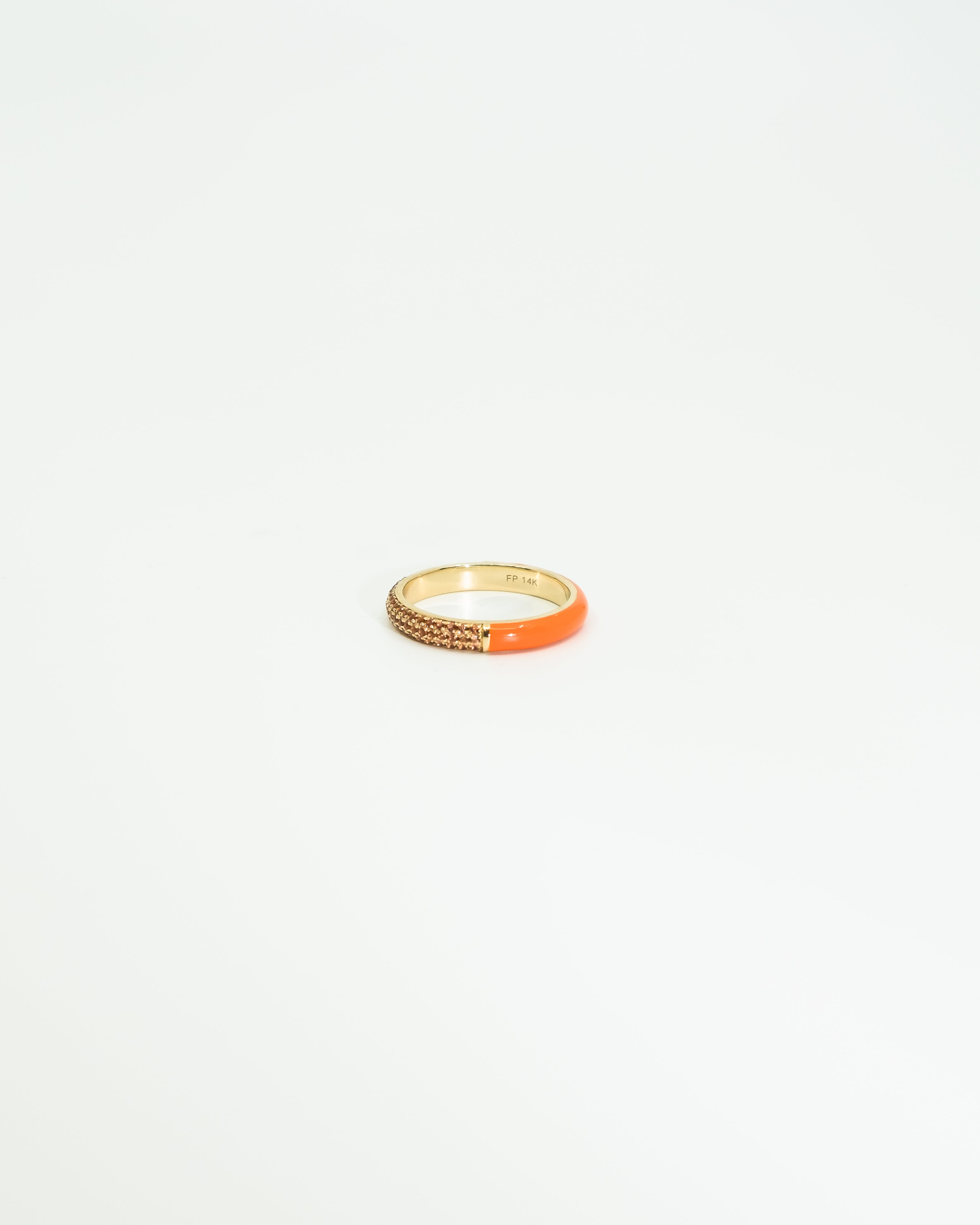 The Split Pave + Enamel Stacking Ring, 14K Gold