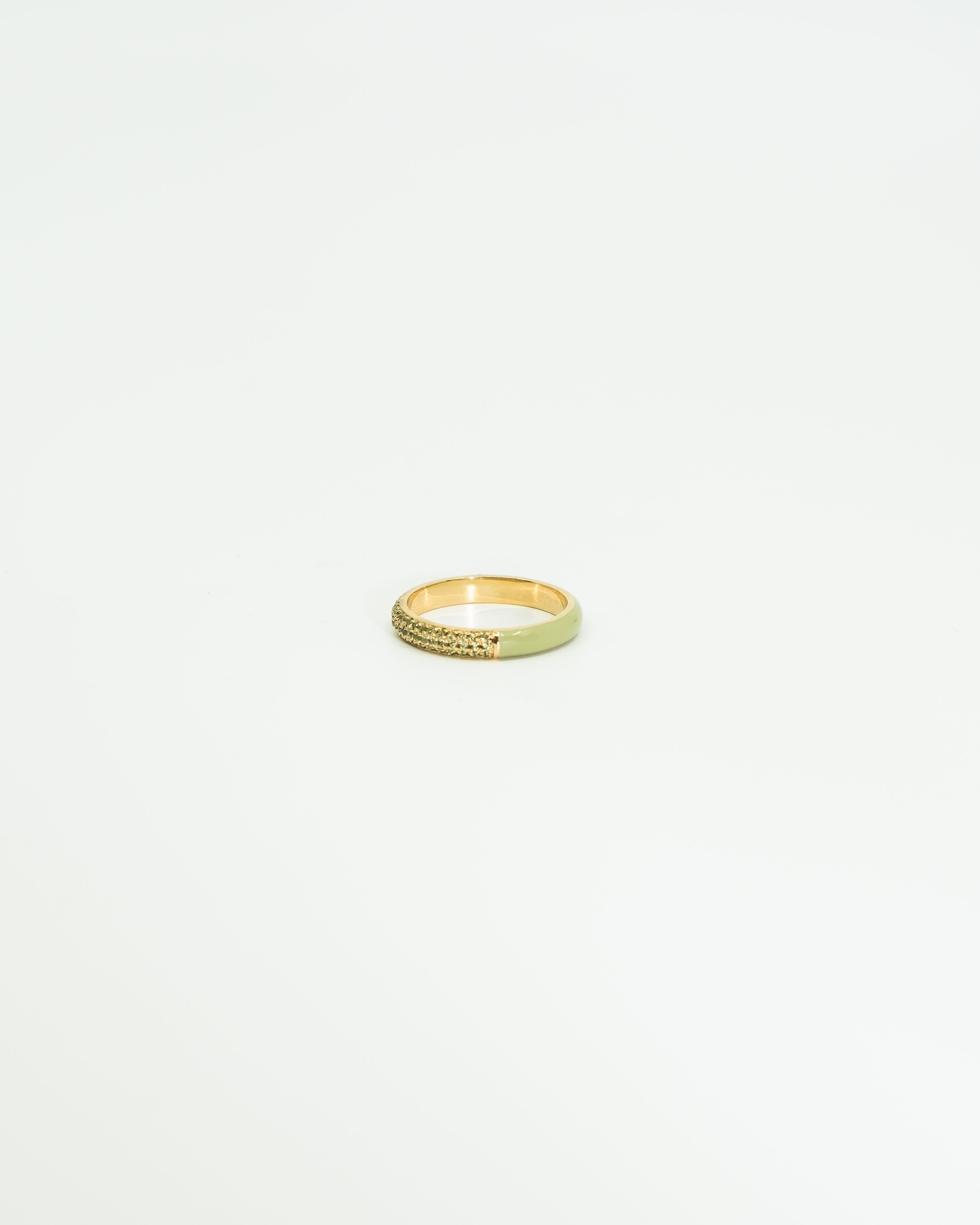 The Split Pave + Enamel Stacking Ring, 14K Gold