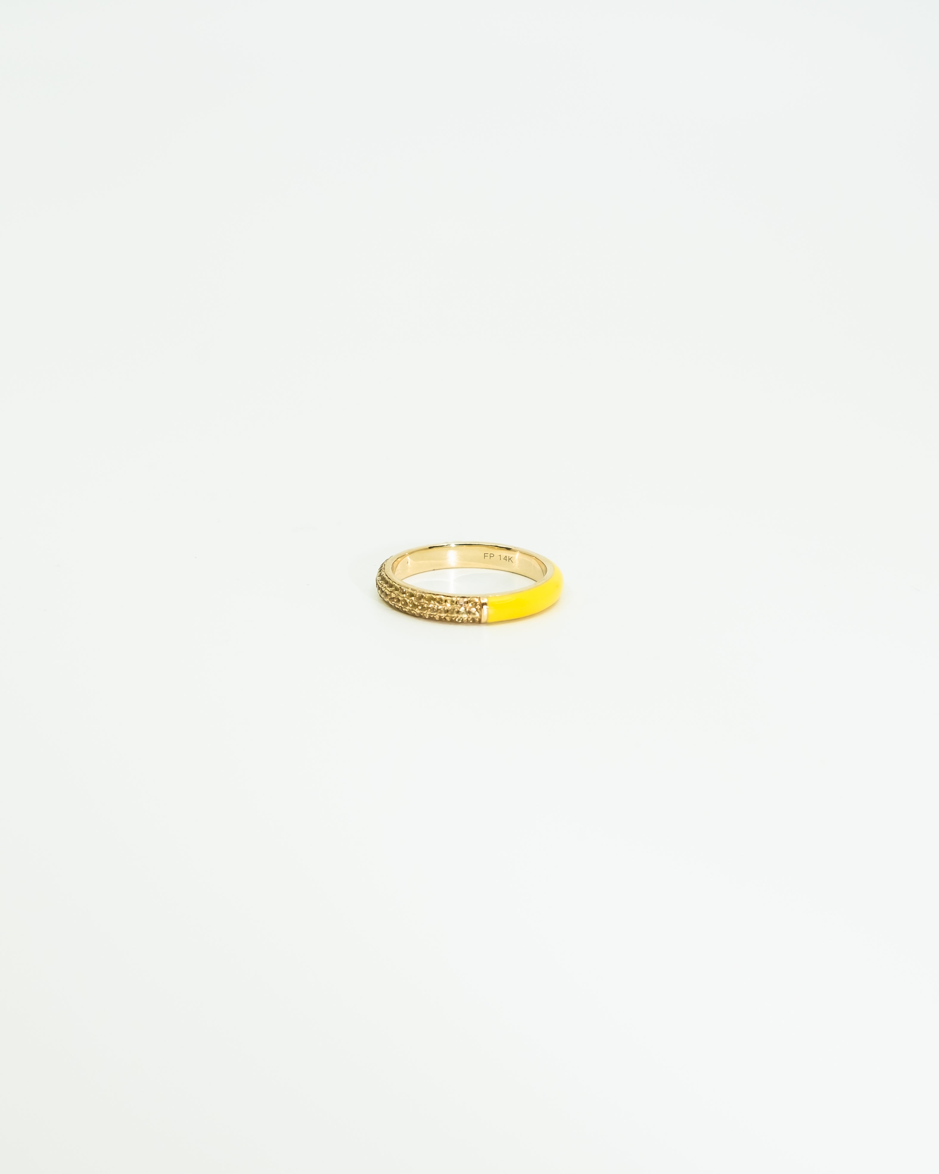 The Split Pave + Enamel Stacking Ring, 14K Gold