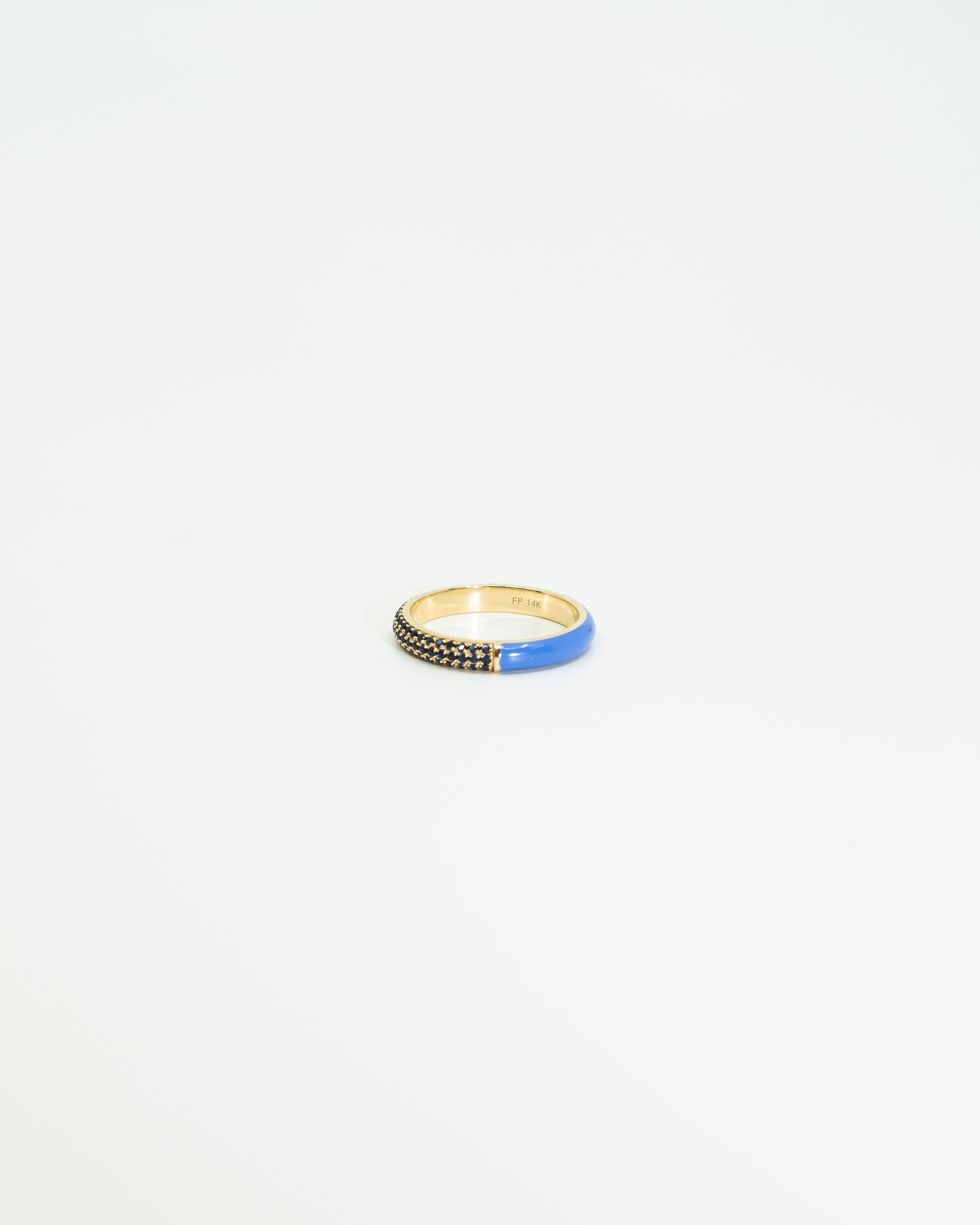 The Split Pave + Enamel Stacking Ring, 14K Gold