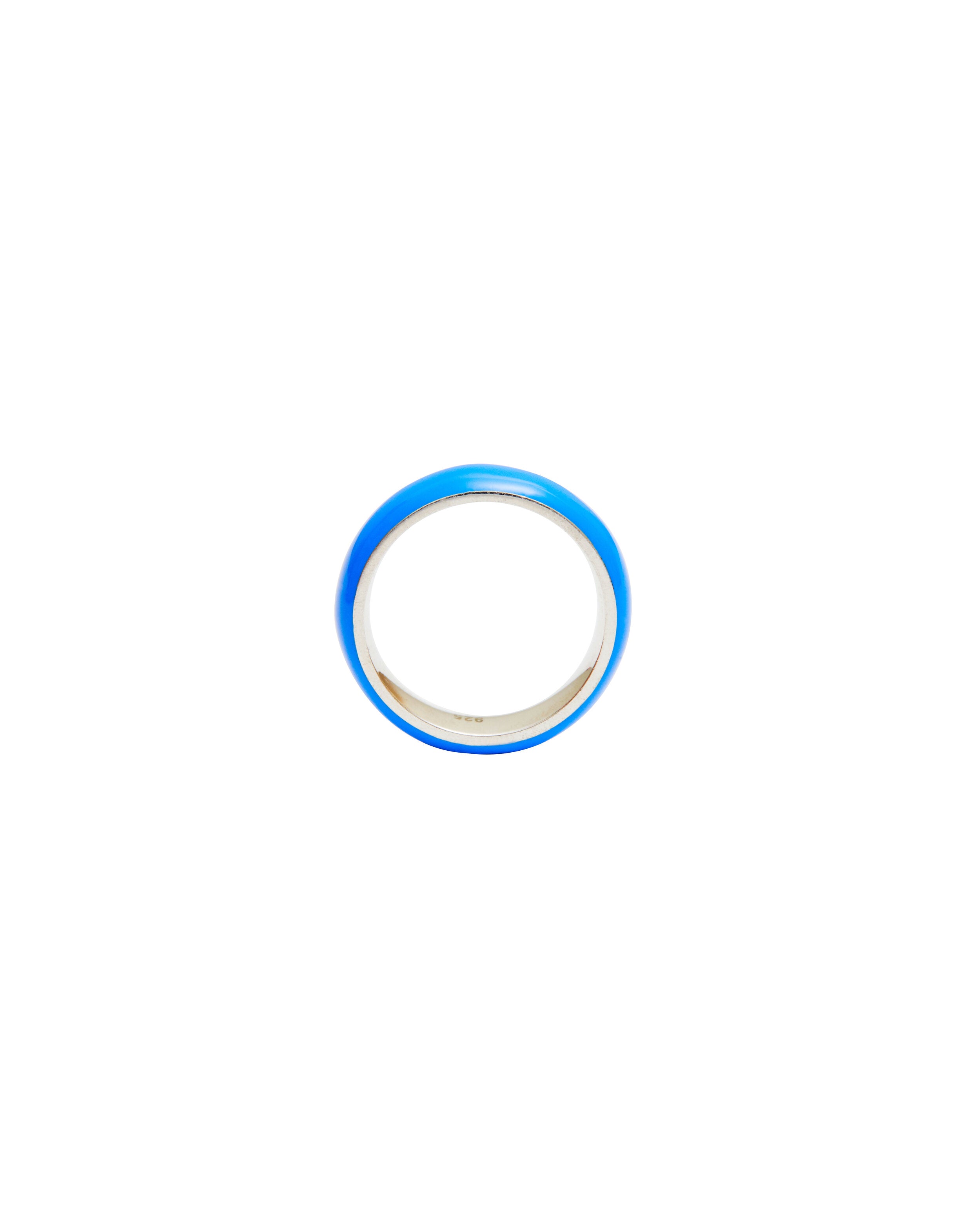 Wide Enamel Stacking Ring in Electric Blue