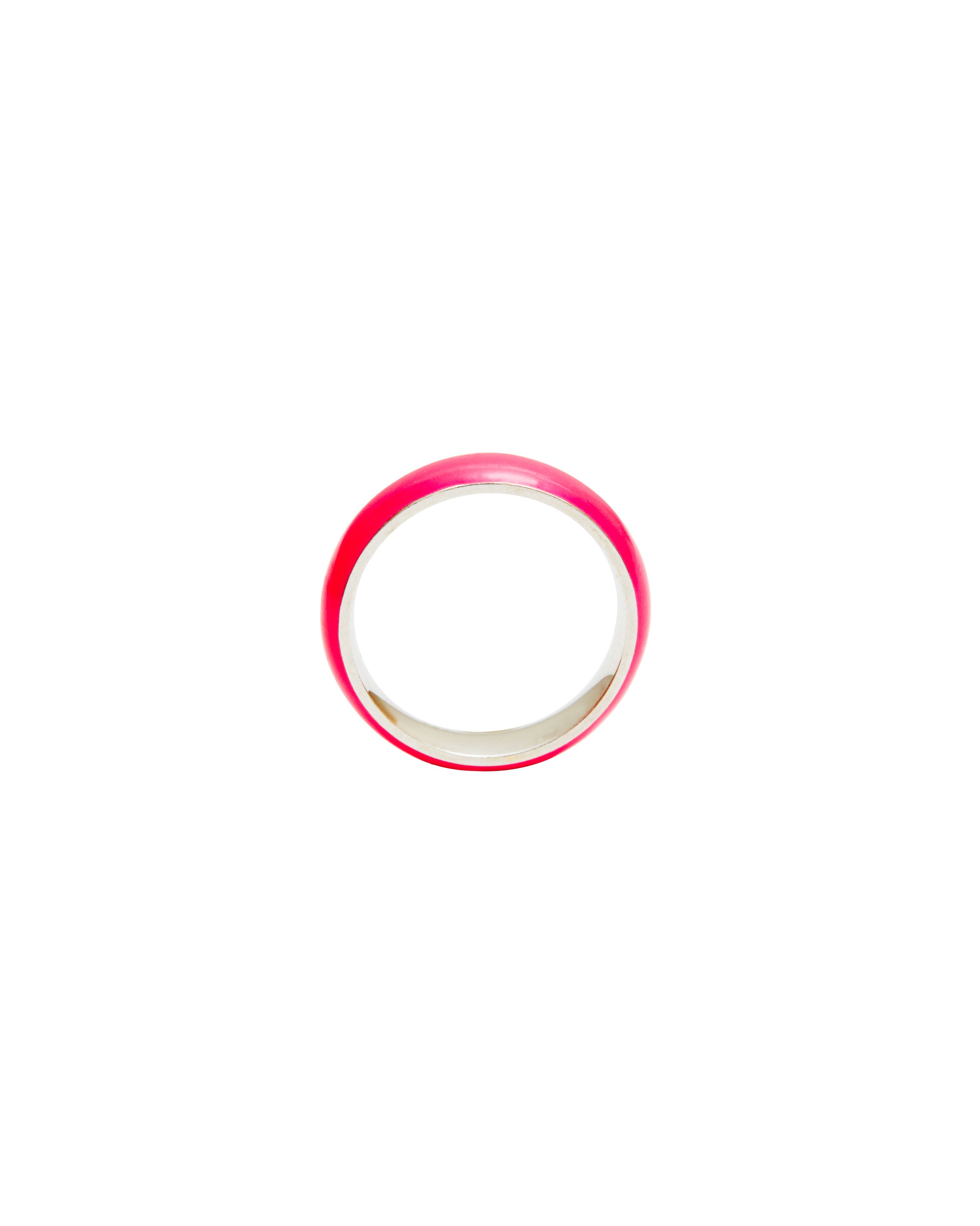 Wide Enamel Stacking Ring in Neon Pink