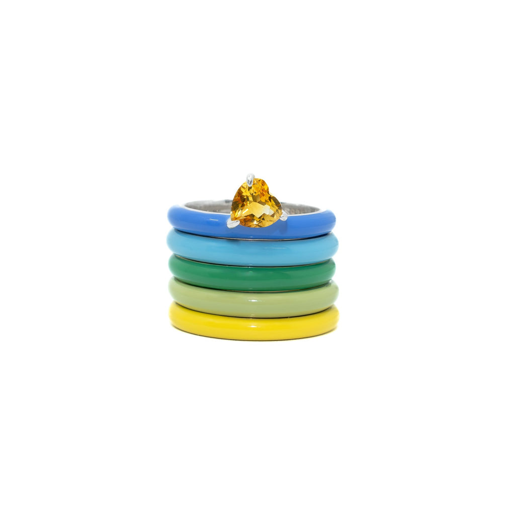 Gems Cool Set Set Five Thin Enamel Stacking Rings