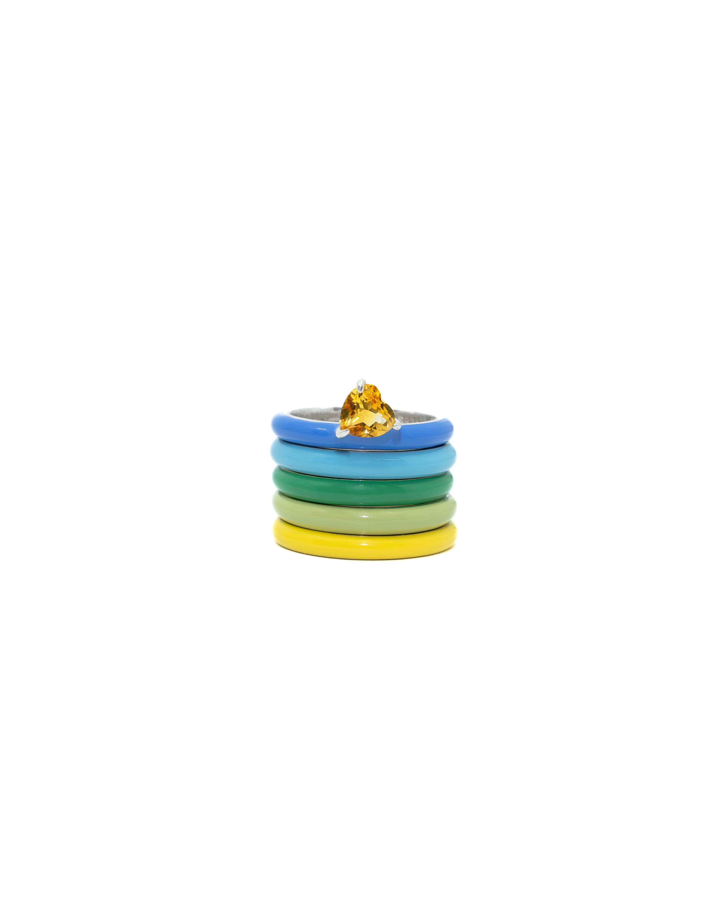 The Gems Cool Set, A Set of Five Thin Enamel Stacking Rings