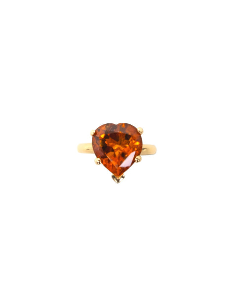 Heart Ring in Golden Orange Citrine