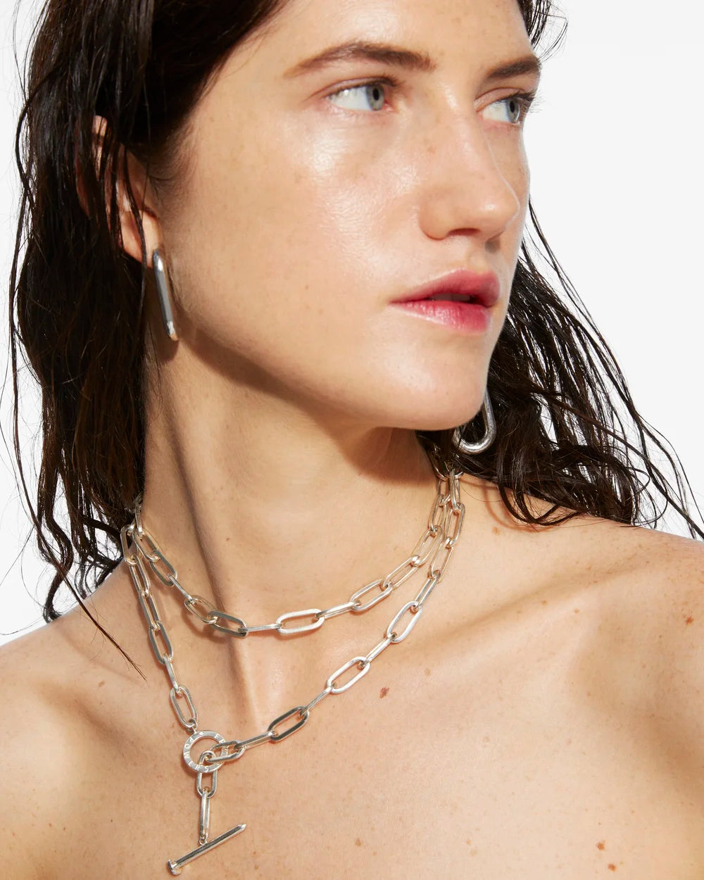 Utility Chain Link Large Hoop Earrings
