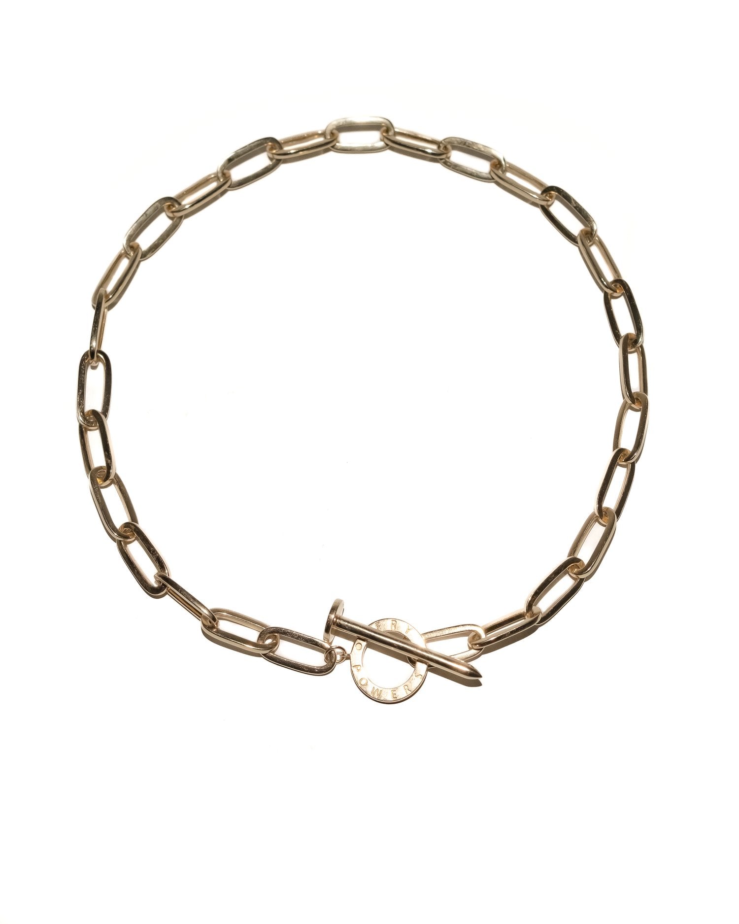 14K Gold Elongated Chain Link Necklace