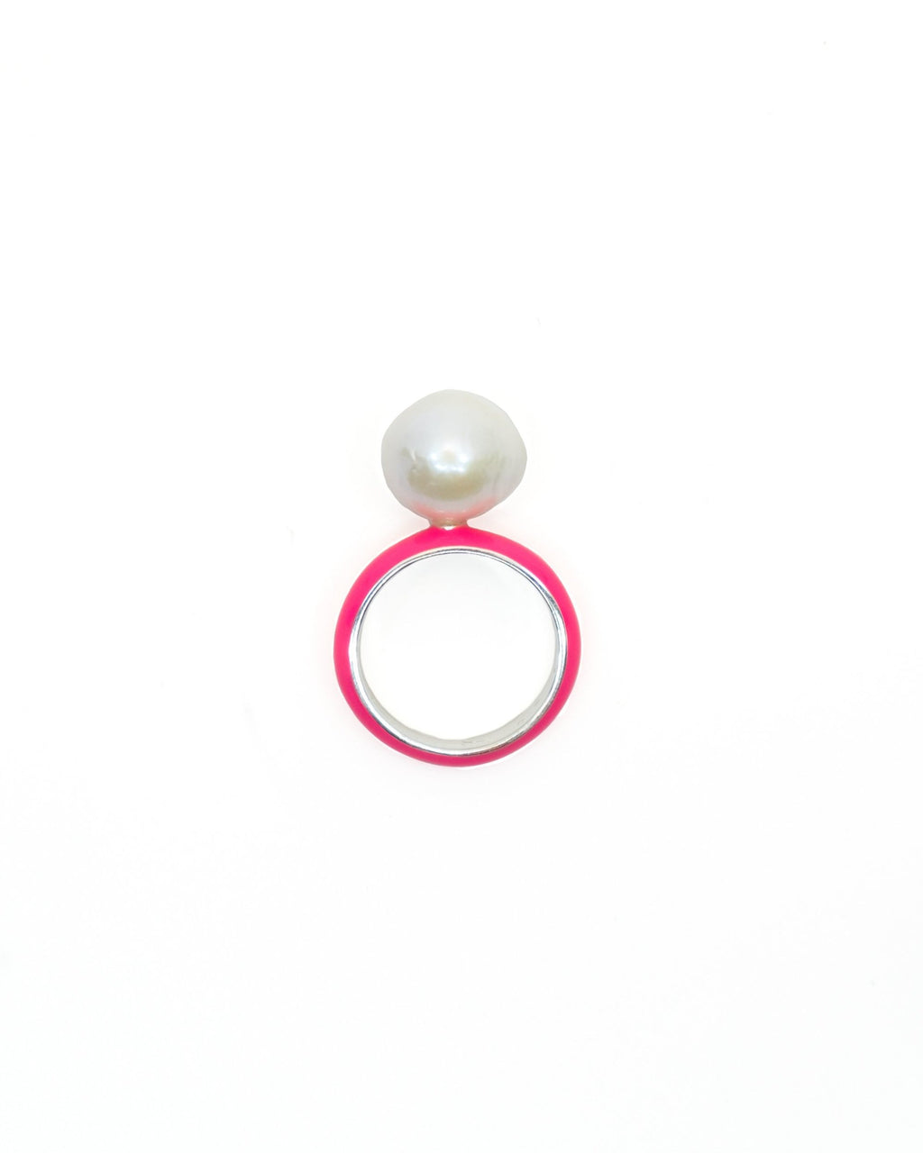 Neon Enamel Baroque Pearl Ring 9.25 Sterling