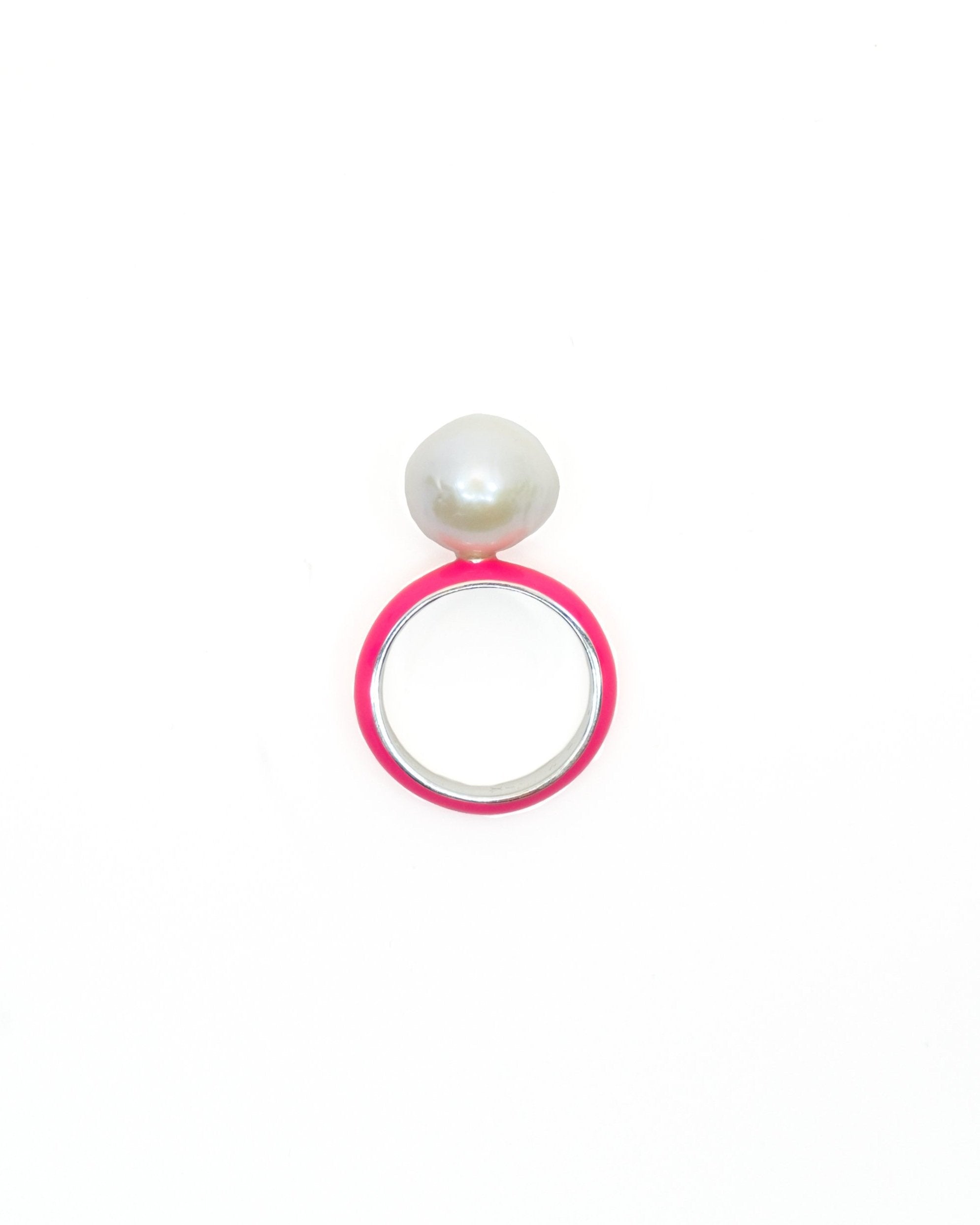 Neon Enamel Baroque Pearl Ring in 9.25 Sterling Silver