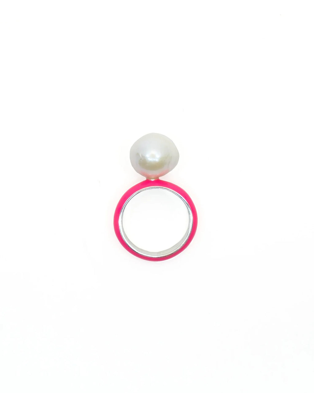 Neon Enamel Baroque Pearl Ring 14K