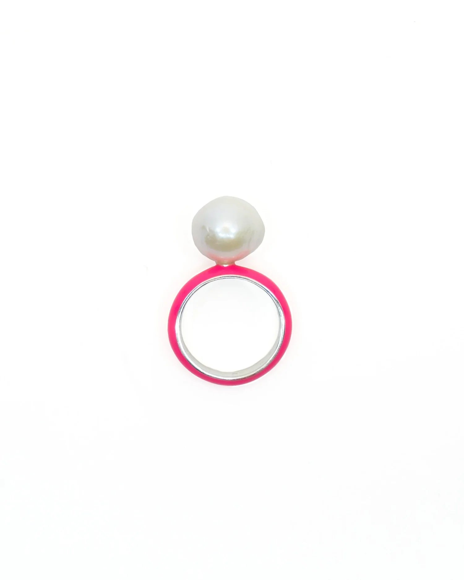 Neon Enamel Baroque Pearl Ring in 14K Gold