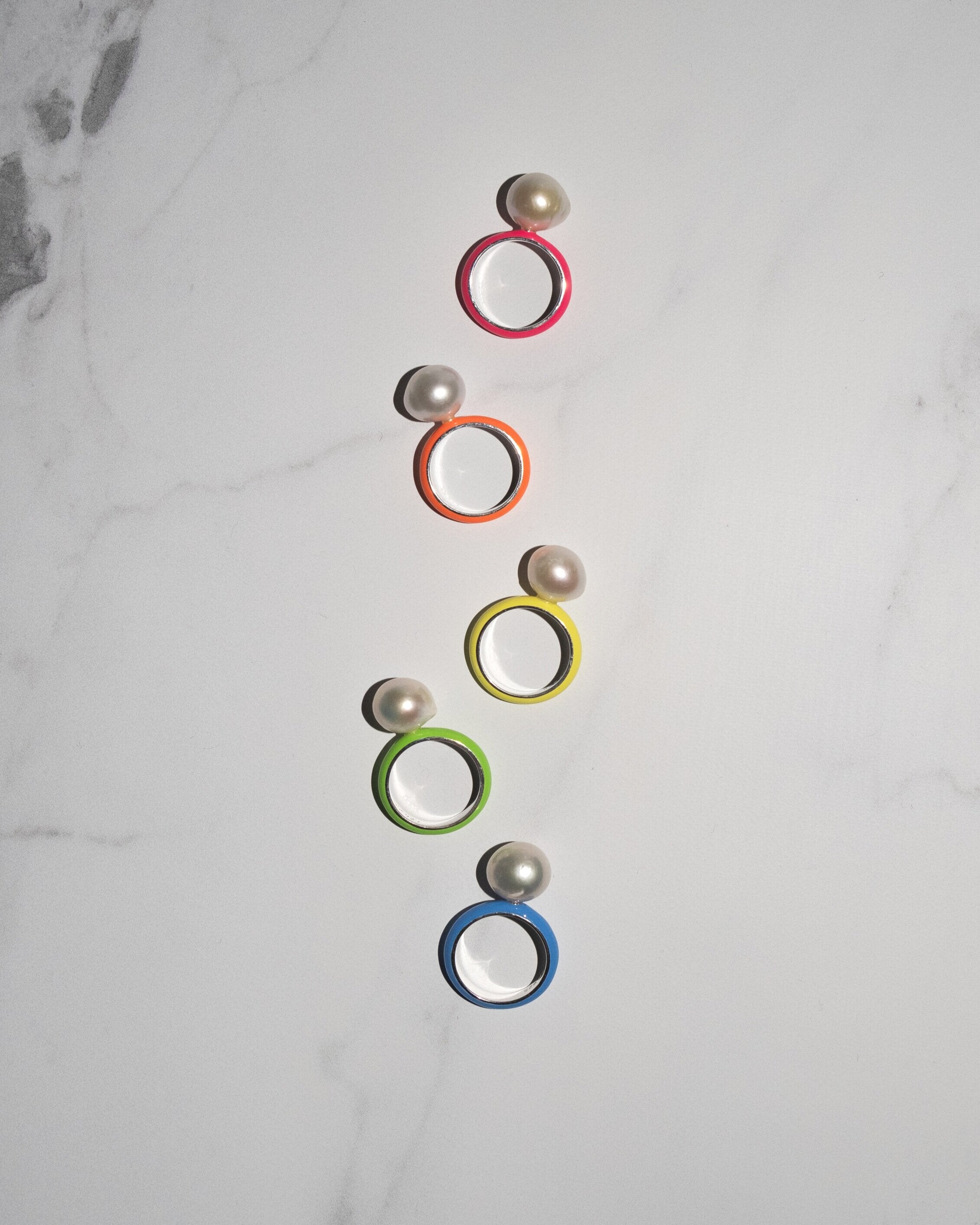 Neon Enamel Baroque Pearl Ring in 9.25 Sterling Silver