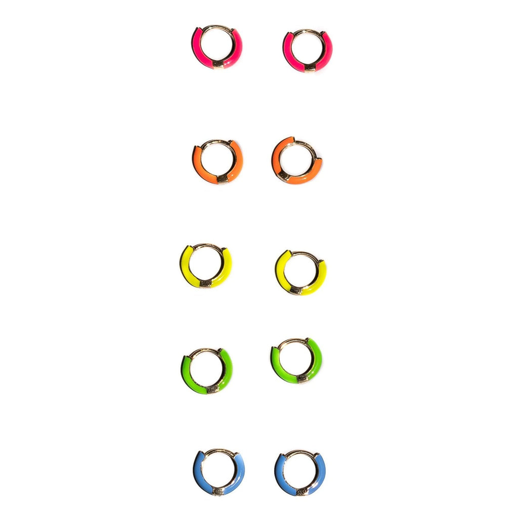 Neon Enamel Huggies 14K