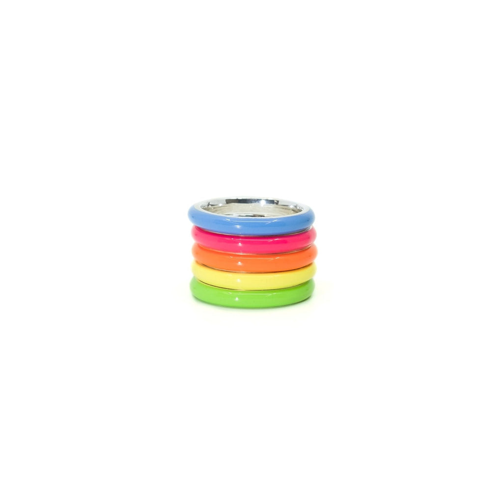 Neon Enamel Stacking Rings Set 5