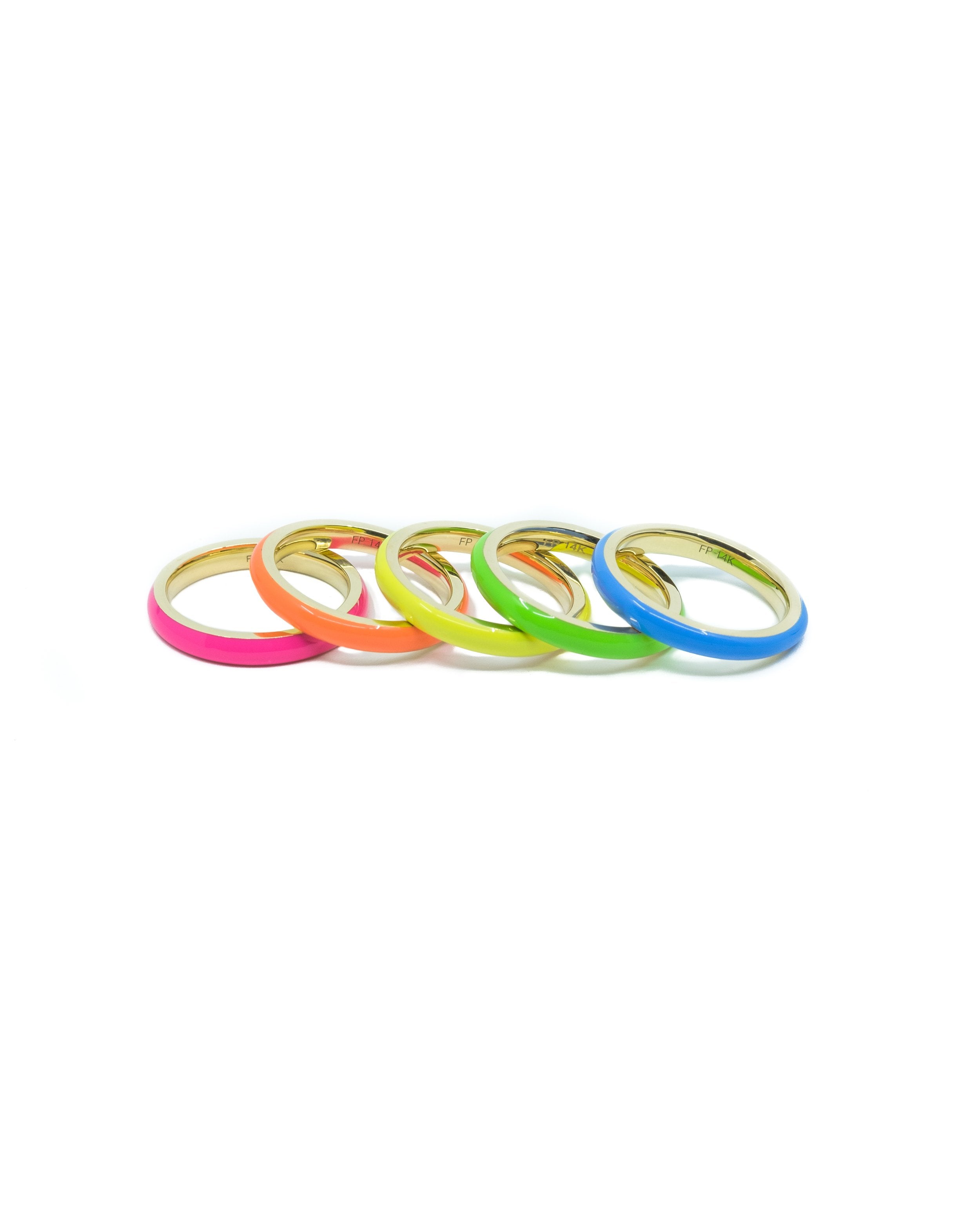 The Neon Enamel Stacking Rings Set of 5