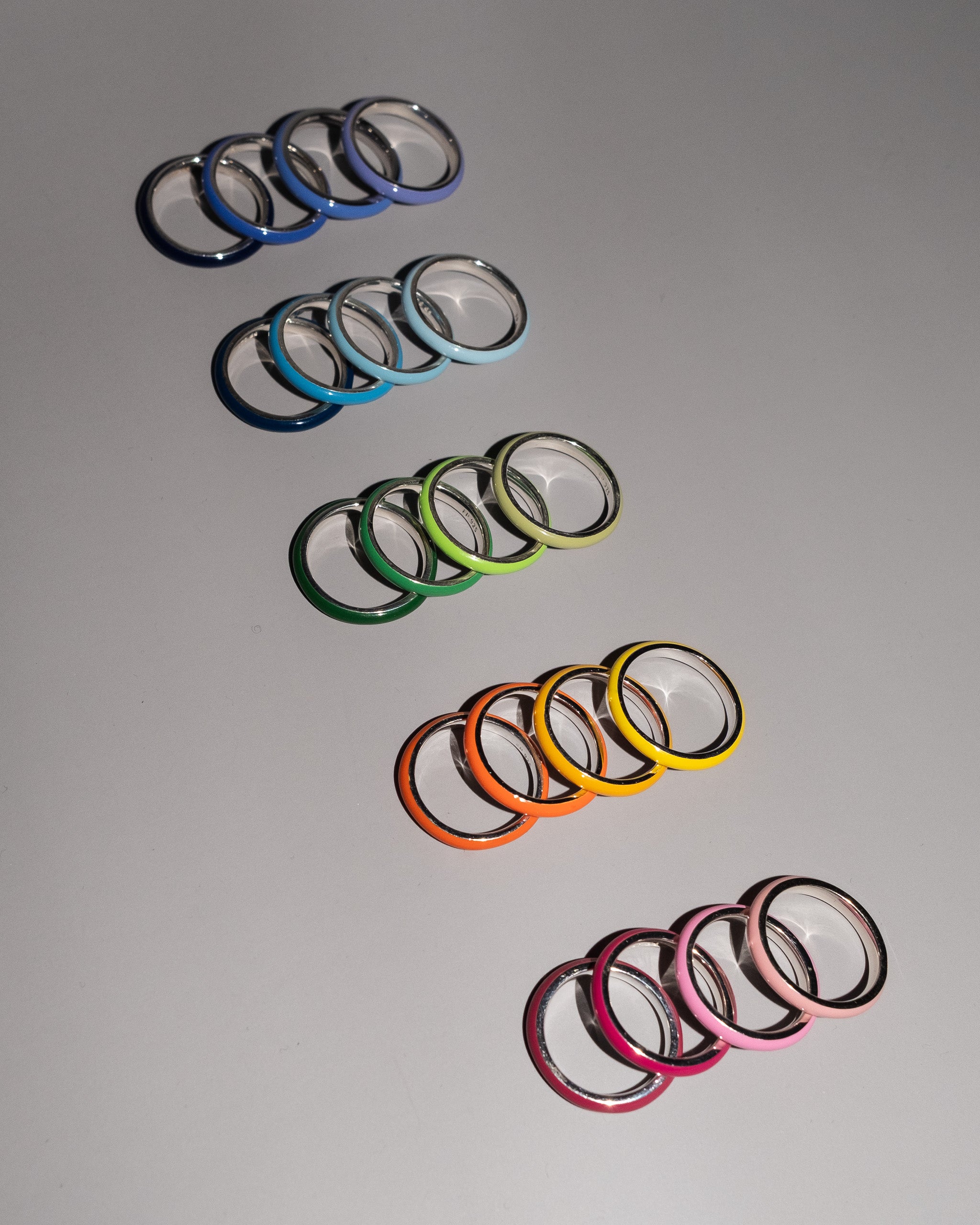 The Ombre Set of Four Thin Enamel Stacking Rings