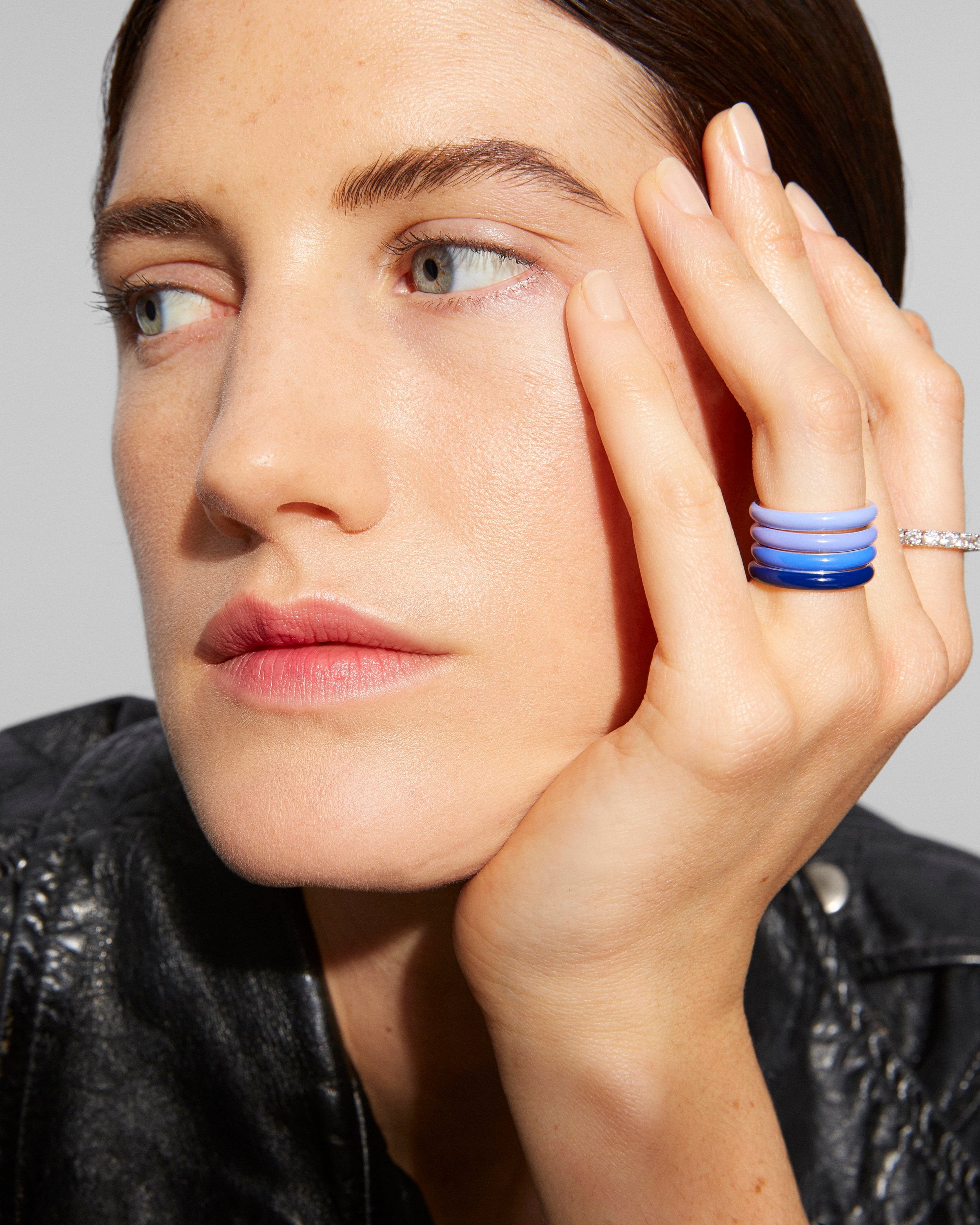 The Ombre Set of Four Thin Enamel Stacking Rings
